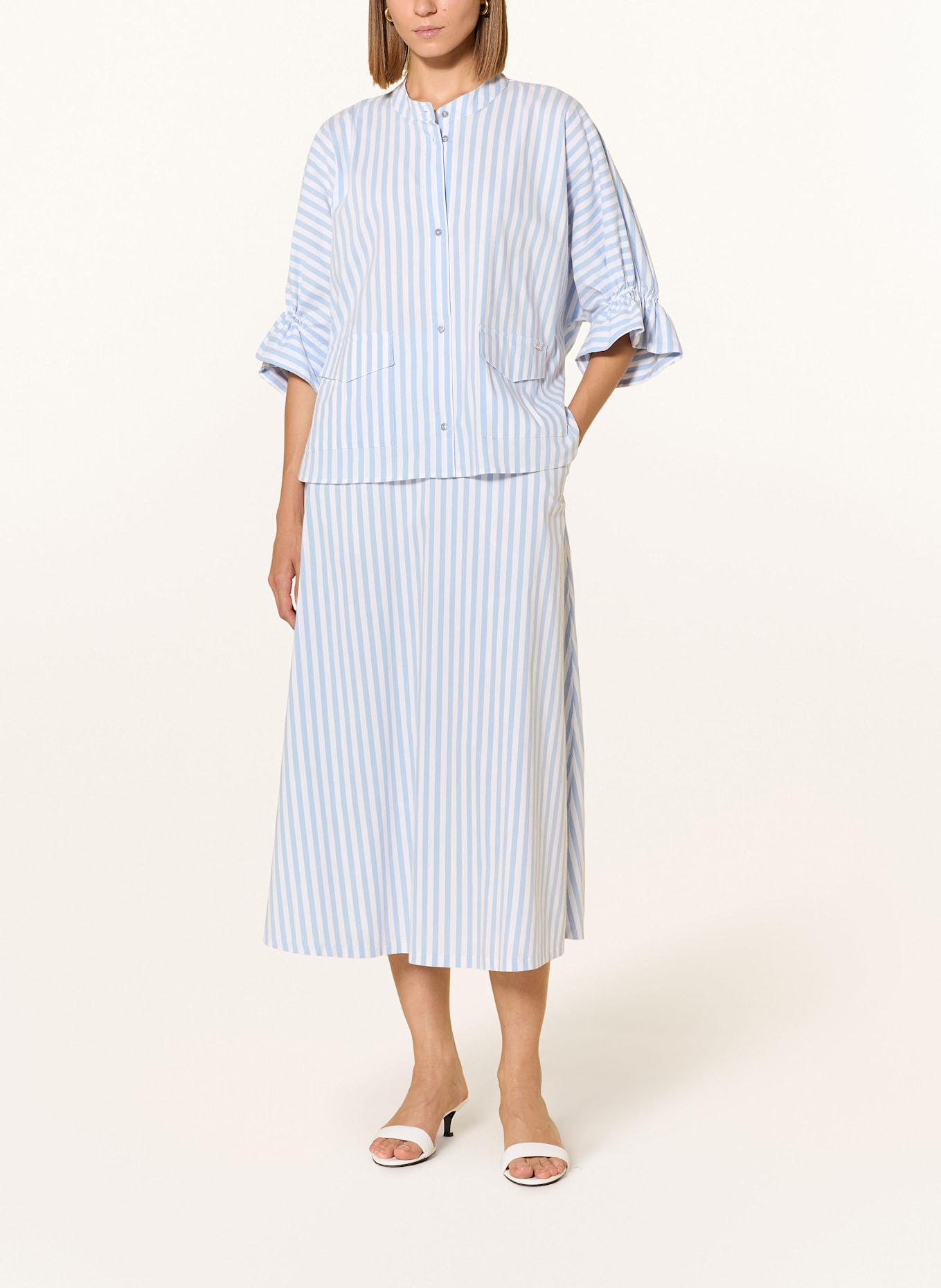 CINQUE Blouse CIPECE: LIGHT BLUE / WHITE