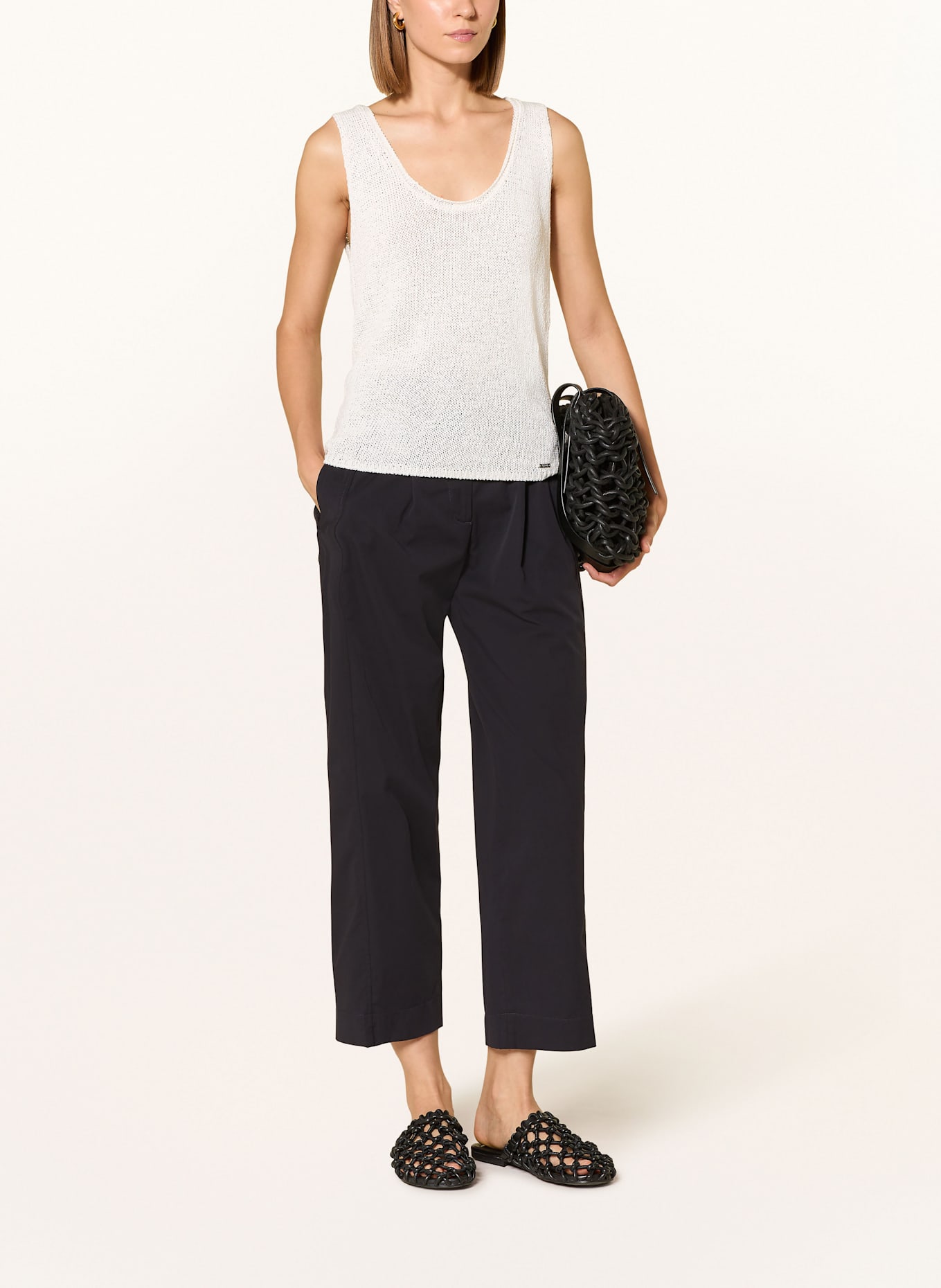 CINQUE Pletený top CILIV se lnem: BÍLÁ