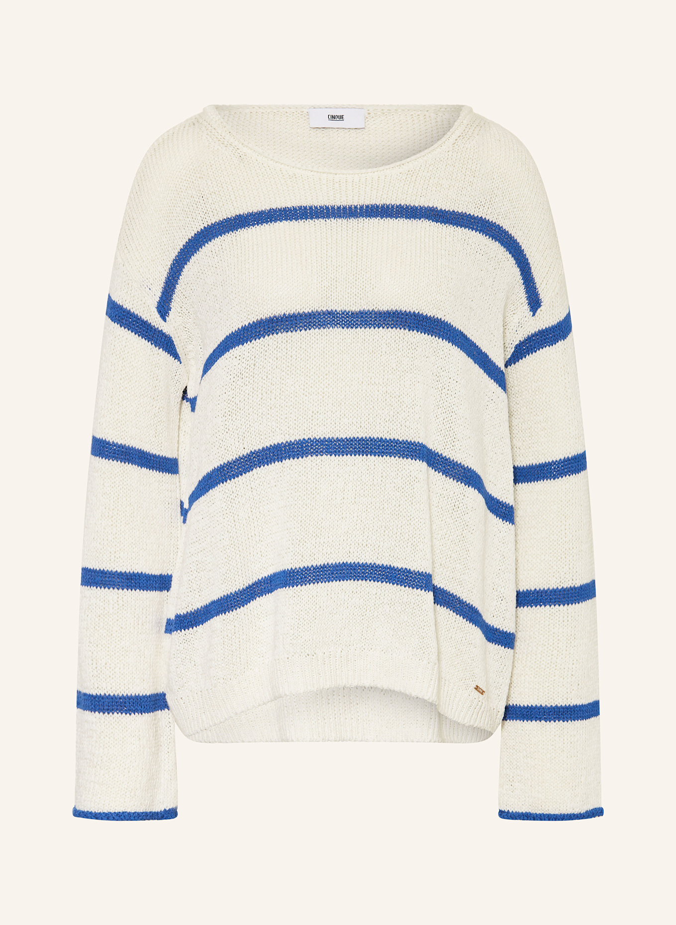 CINQUE Svetr CILIVIA se lnem: MODRÁ / BÍLÁ