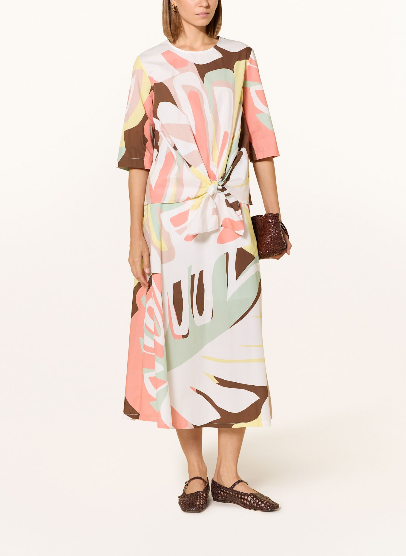 CINQUE Jupe CICAMPUS: VERT CLAIR / JAUNE / MARRON