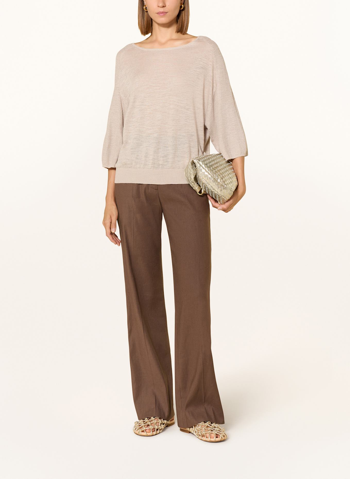 CINQUE Pullover CIMAO mit Leinen und mit 3/4-Arm: BEIGE