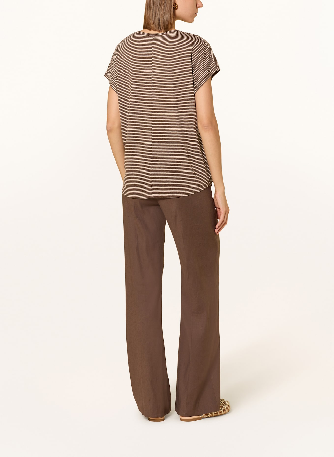 CINQUE T-Shirt CITAKI mit Leinen: DUNKELBRAUN / BEIGE