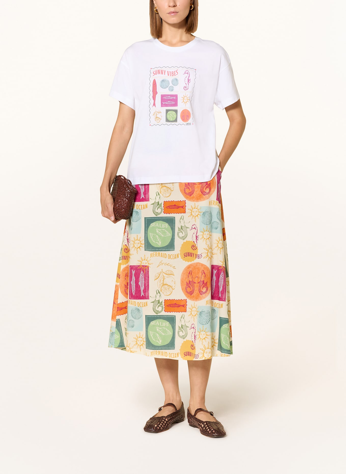 CINQUE Tričko CIMARINO: BÍLÁ / ČERVENÁ / FIALOVÁ