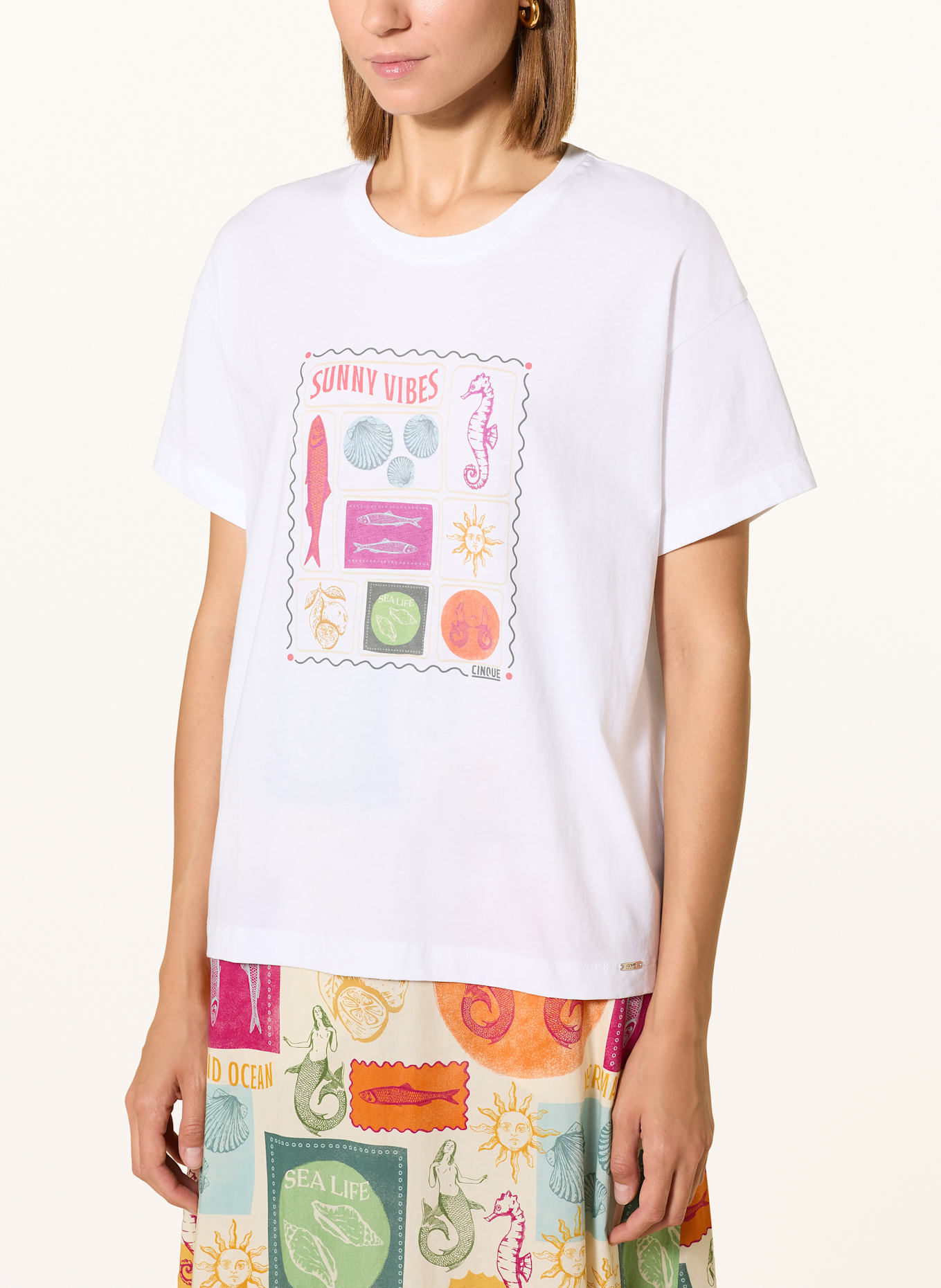 CINQUE Tričko CIMARINO: BÍLÁ / ČERVENÁ / FIALOVÁ