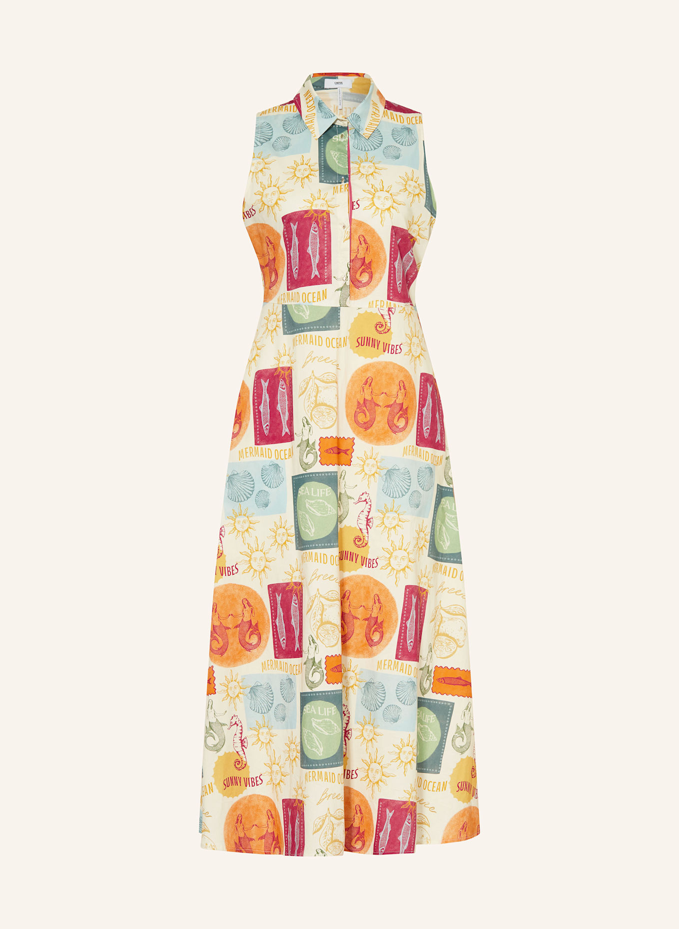 CINQUE Hemdblusenkleid CIELBA: ECRU / ORANGE / FUCHSIA