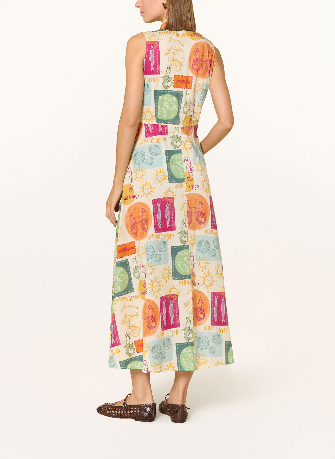 CINQUE Hemdblusenkleid CIELBA: ECRU / ORANGE / FUCHSIA