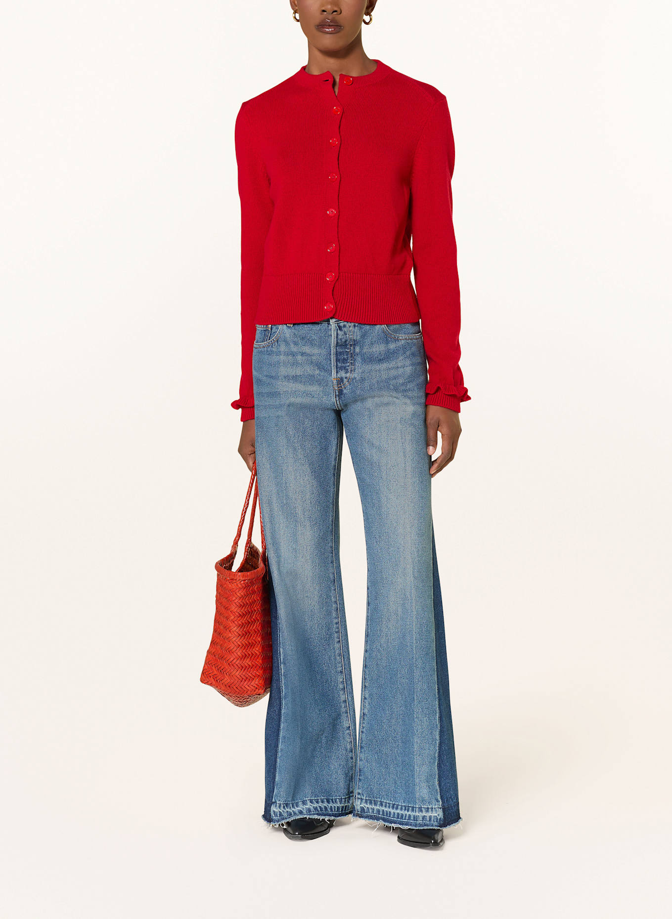 ba&sh Strickjacke KARANTE mit Rüschen: ROT