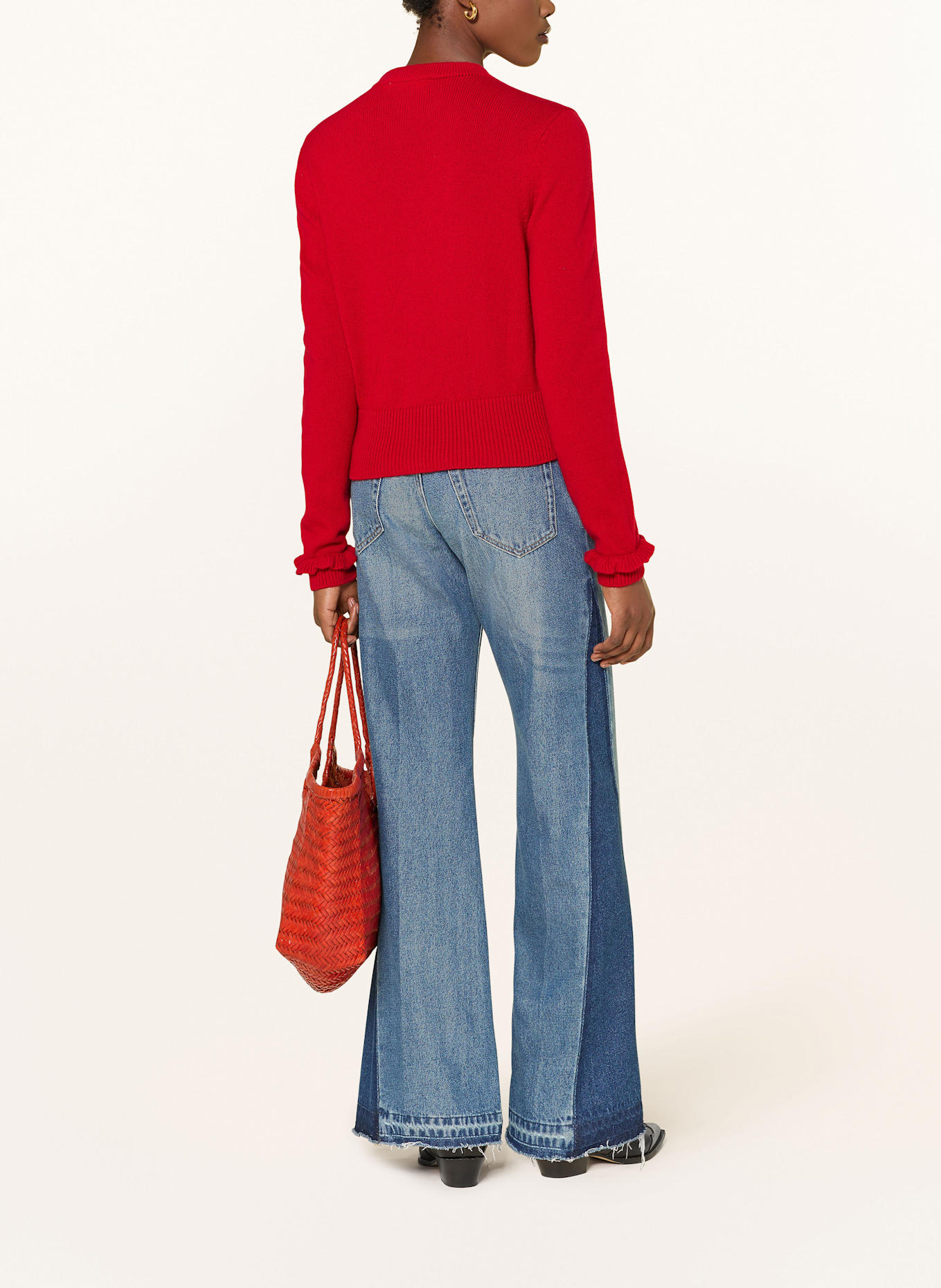 ba&sh Strickjacke KARANTE mit Rüschen: ROT