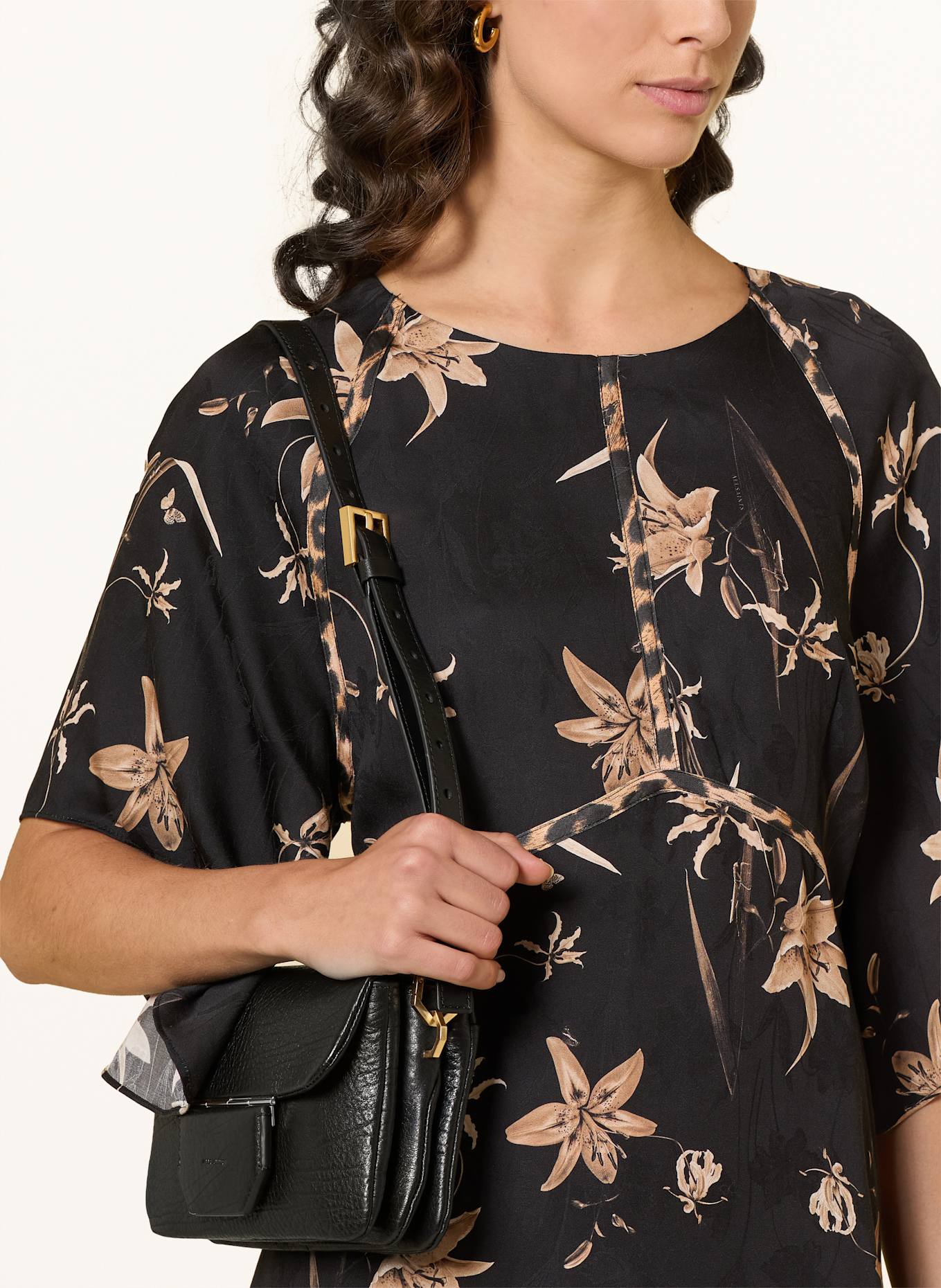 ALLSAINTS Kleid XENA: SCHWARZ / CAMEL