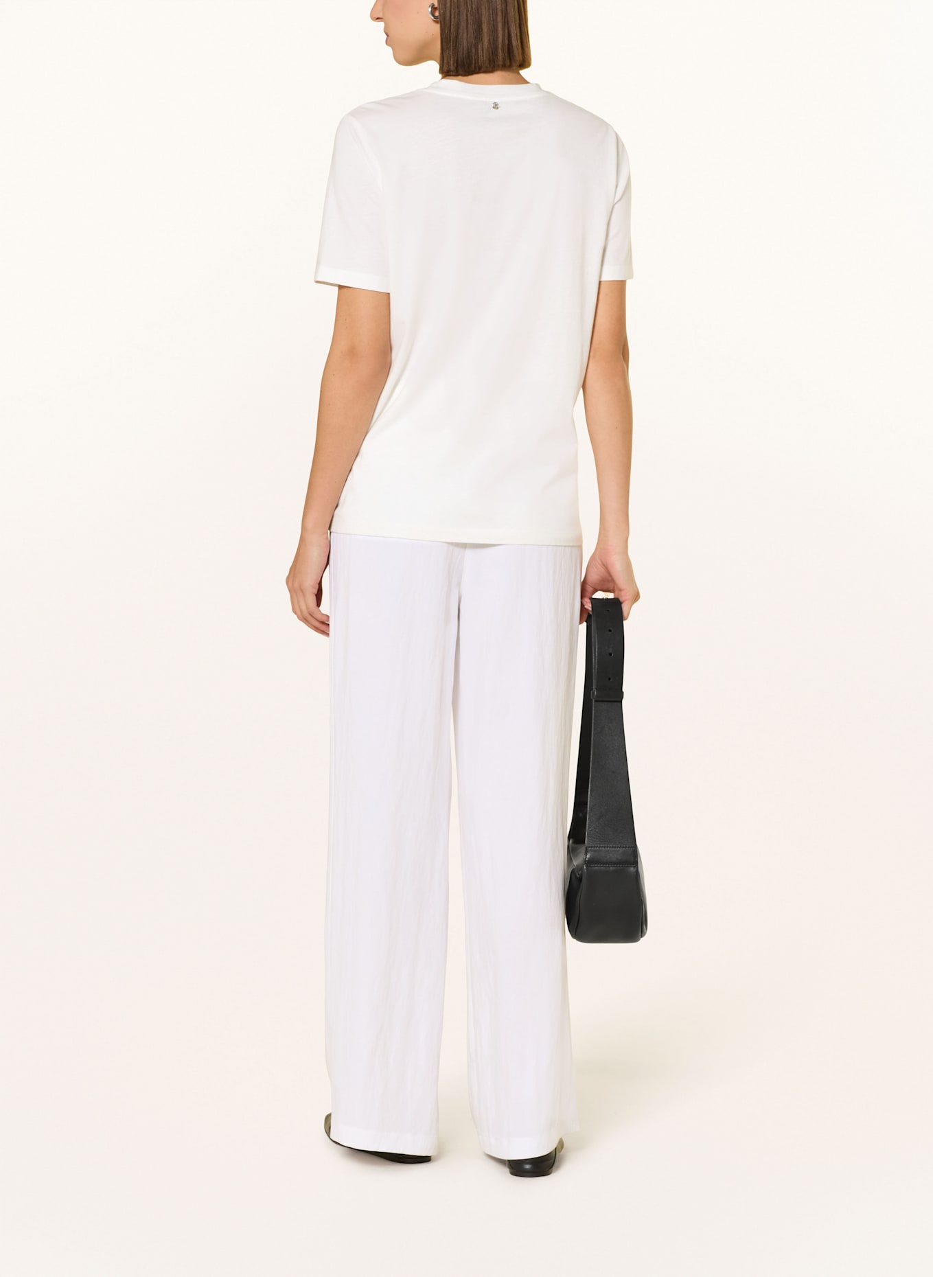 MARC AUREL T-Shirt mit Schmuckperlen: WEISS / SCHWARZ