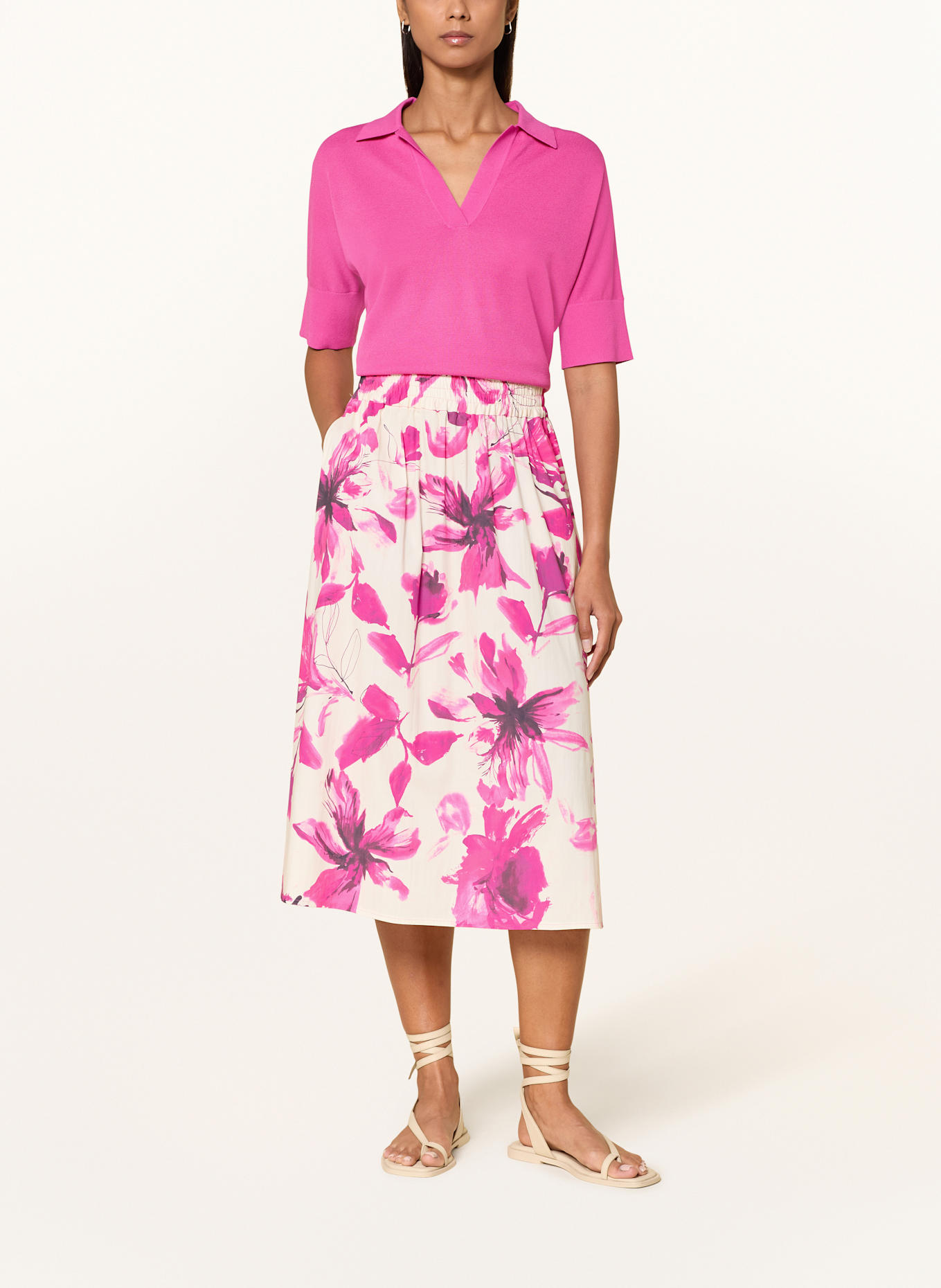 MARC AUREL Strick-Poloshirt mit 3/4-Arm: PINK