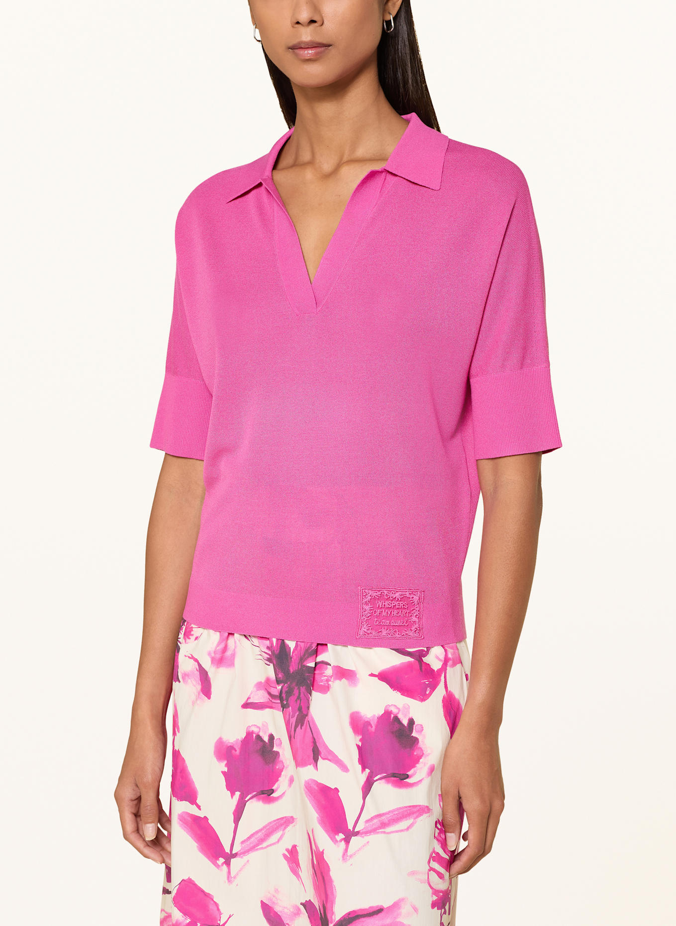 MARC AUREL Strick-Poloshirt mit 3/4-Arm: PINK