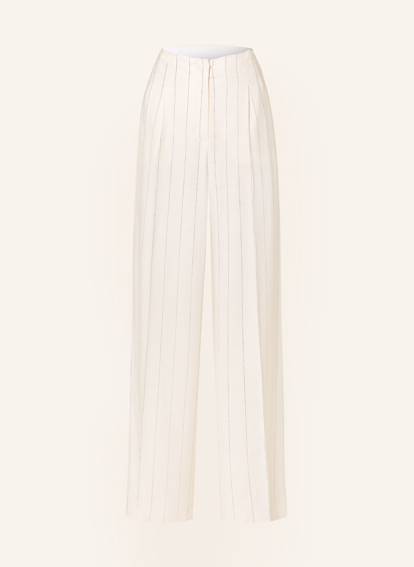 MARC AUREL Marlenehose mit Leinen: ECRU / SCHWARZ