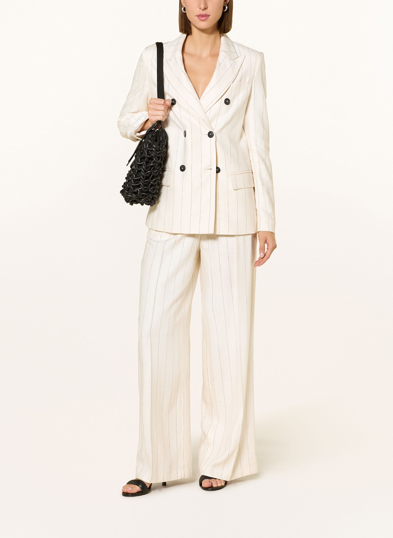 MARC AUREL Marlenehose mit Leinen: ECRU / SCHWARZ