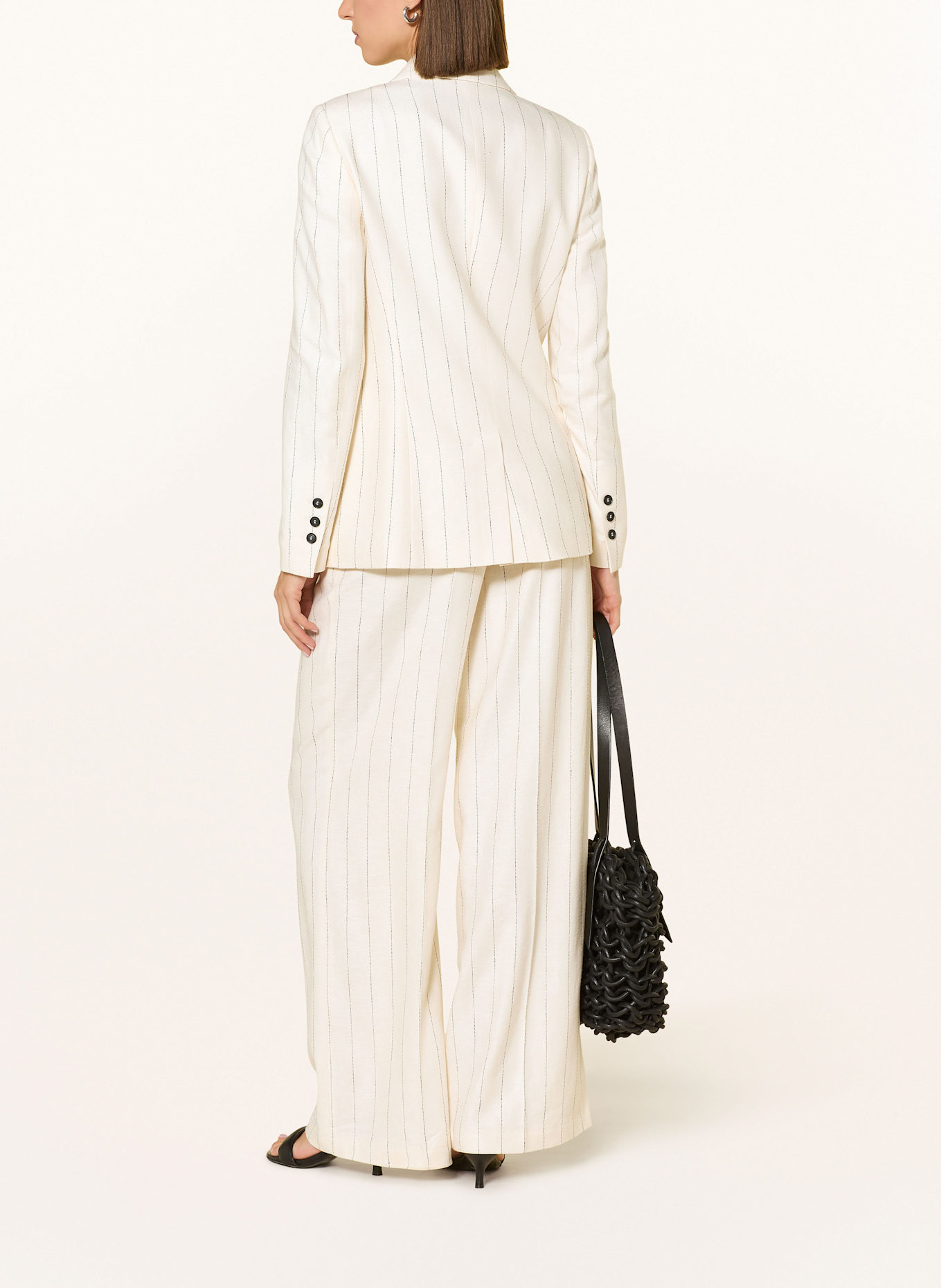 MARC AUREL Marlenehose mit Leinen: ECRU / SCHWARZ