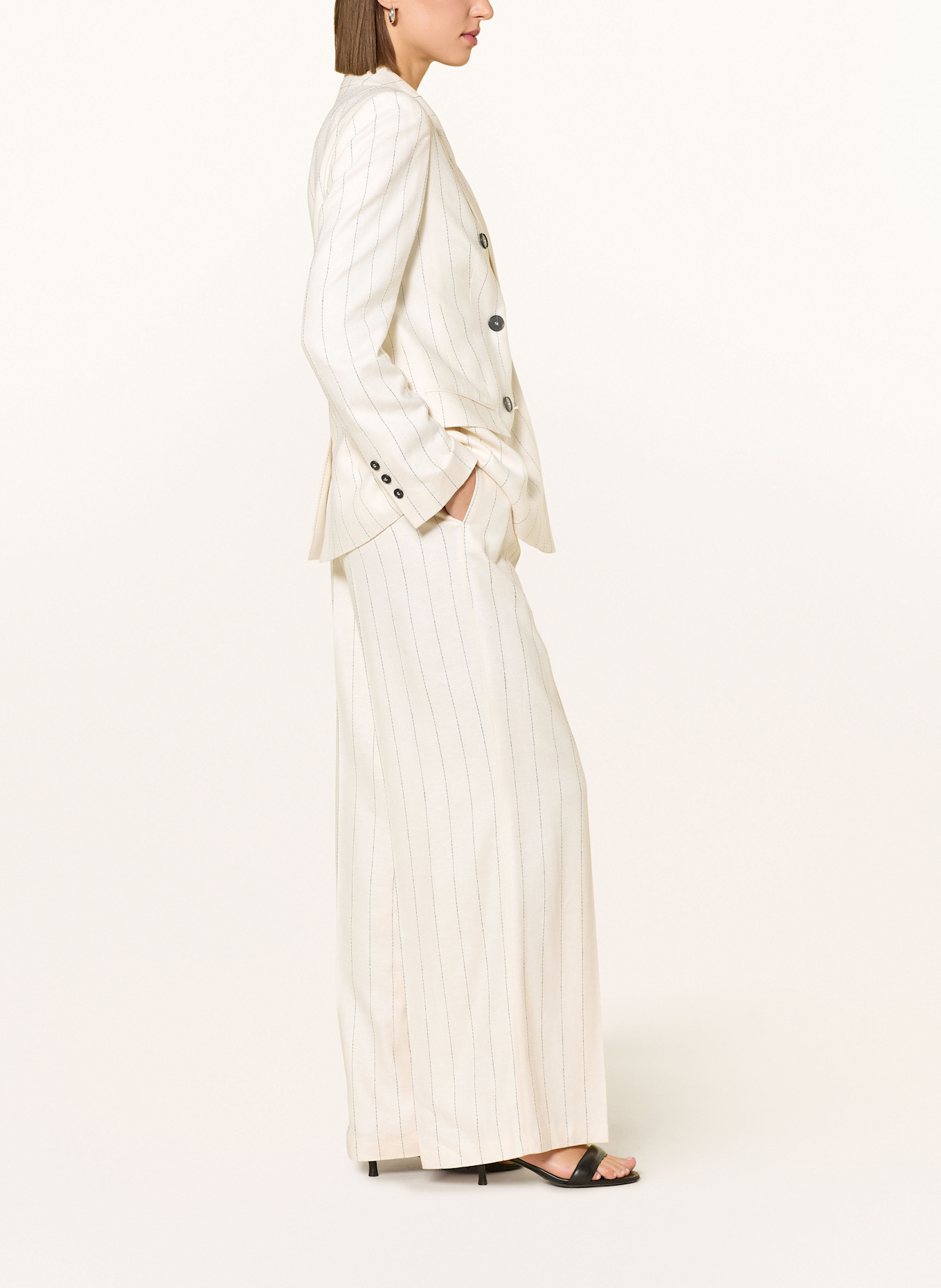 MARC AUREL Marlenehose mit Leinen: ECRU / SCHWARZ