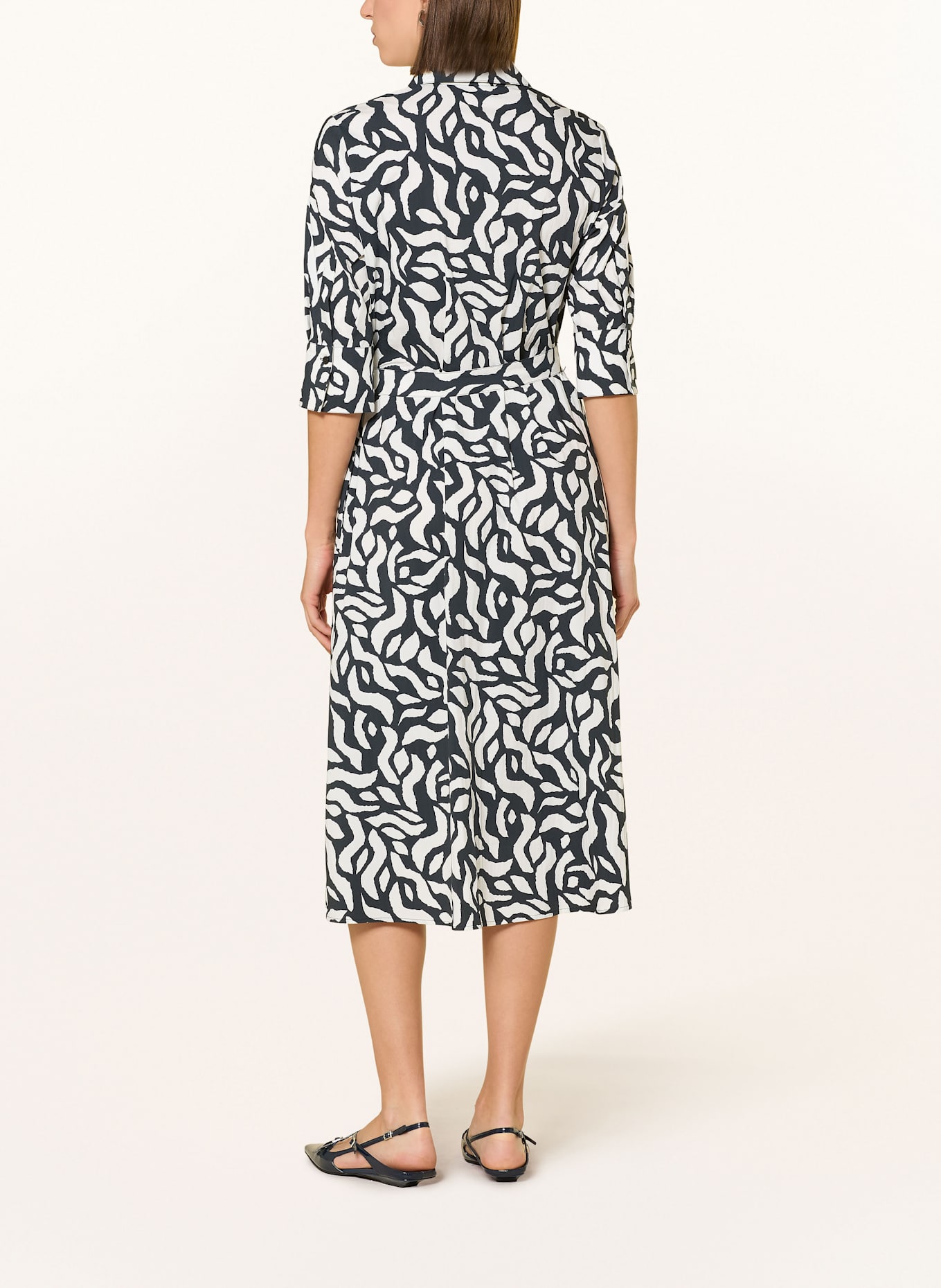 MARC AUREL Hemdblusenkleid mit 3/4-Arm: WEISS / SCHWARZ