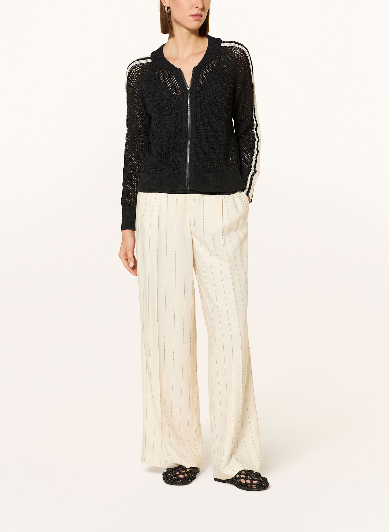 MARC AUREL Kardigan: CZARNY / BIAŁY