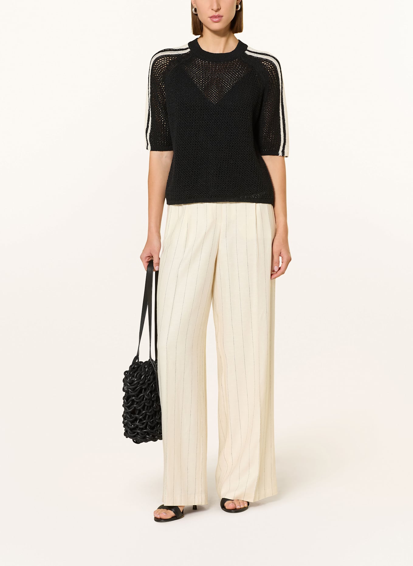 MARC AUREL pull en maille: NOIR / BLANC