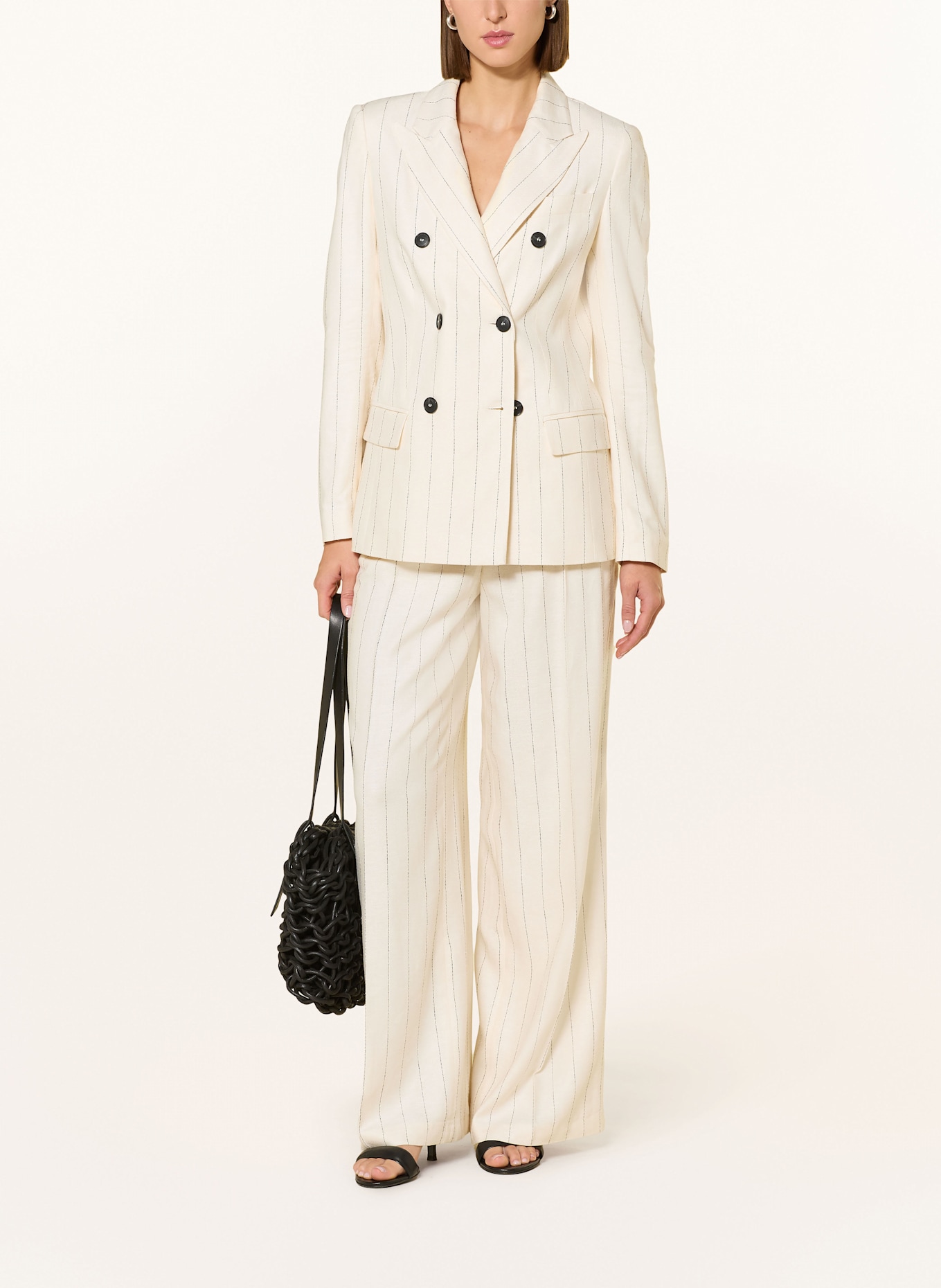 MARC AUREL Blazer mit Leinen: ECRU / SCHWARZ