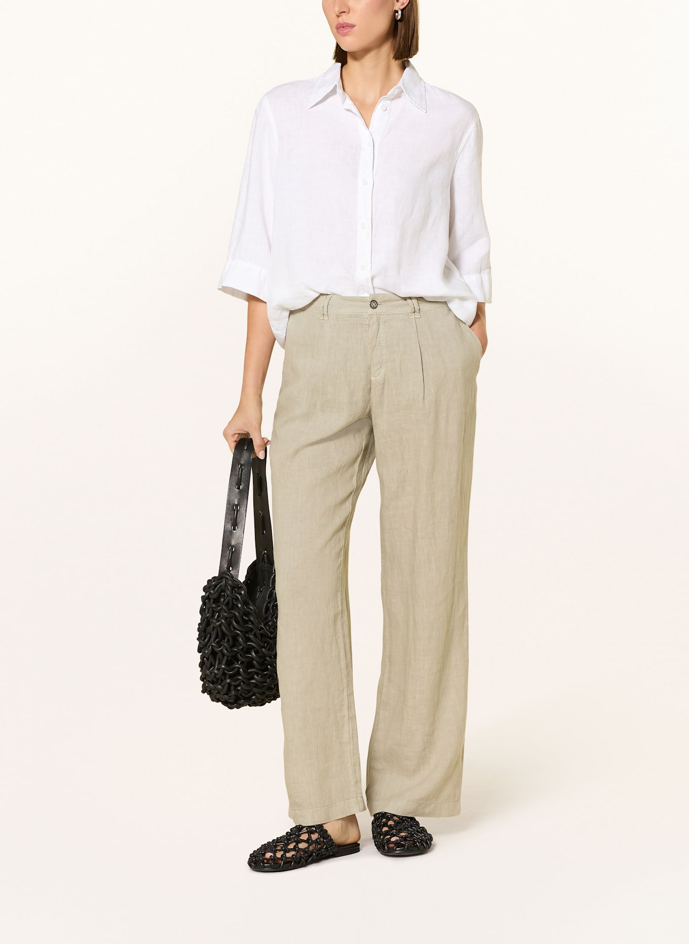 MARC AUREL Shirt blouse made of linen with 3/4 sleeves: WHITE