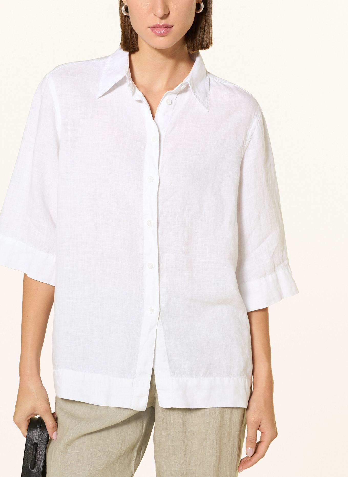 MARC AUREL Shirt blouse made of linen with 3/4 sleeves: WHITE