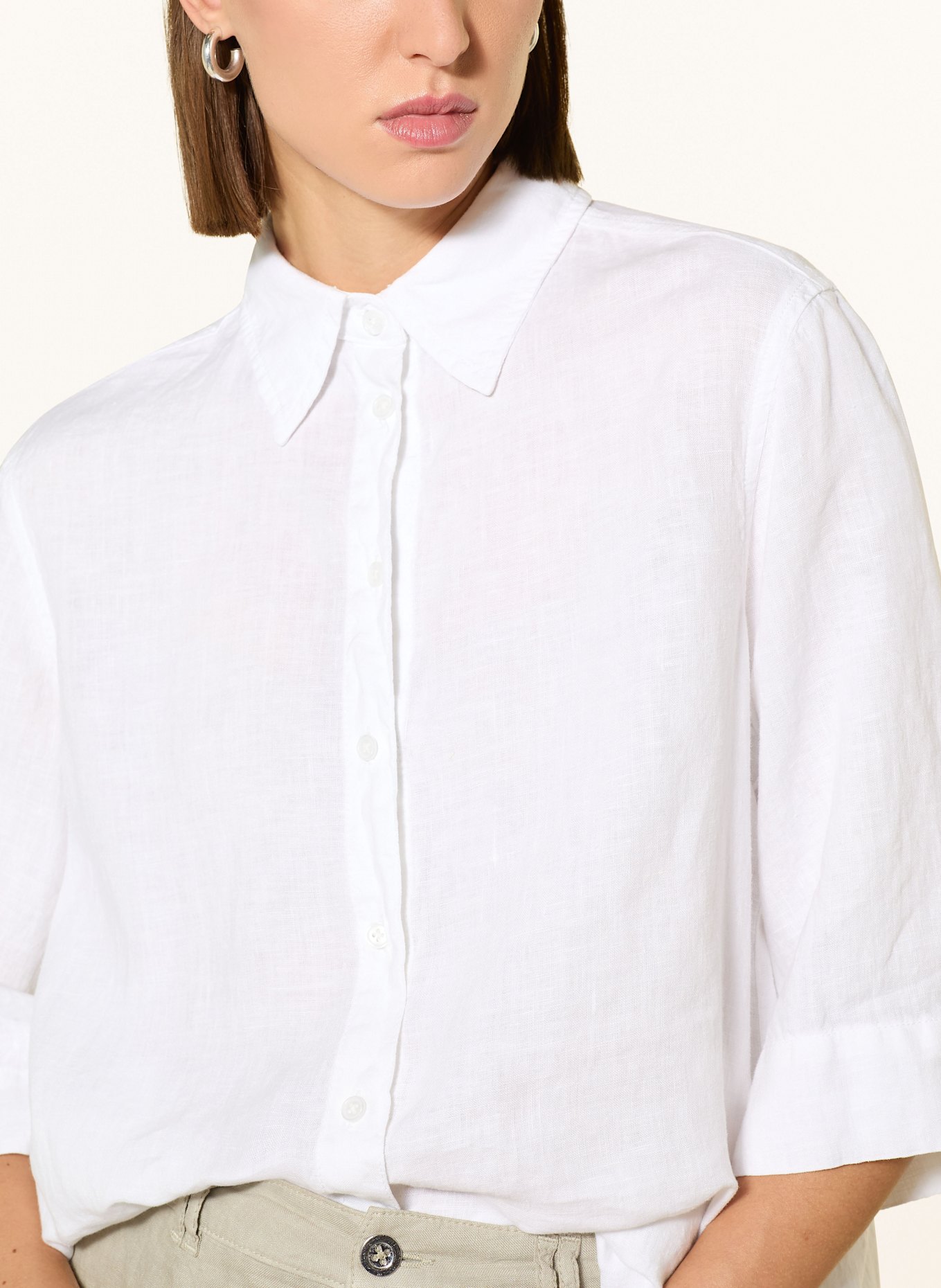 MARC AUREL Shirt blouse made of linen with 3/4 sleeves: WHITE
