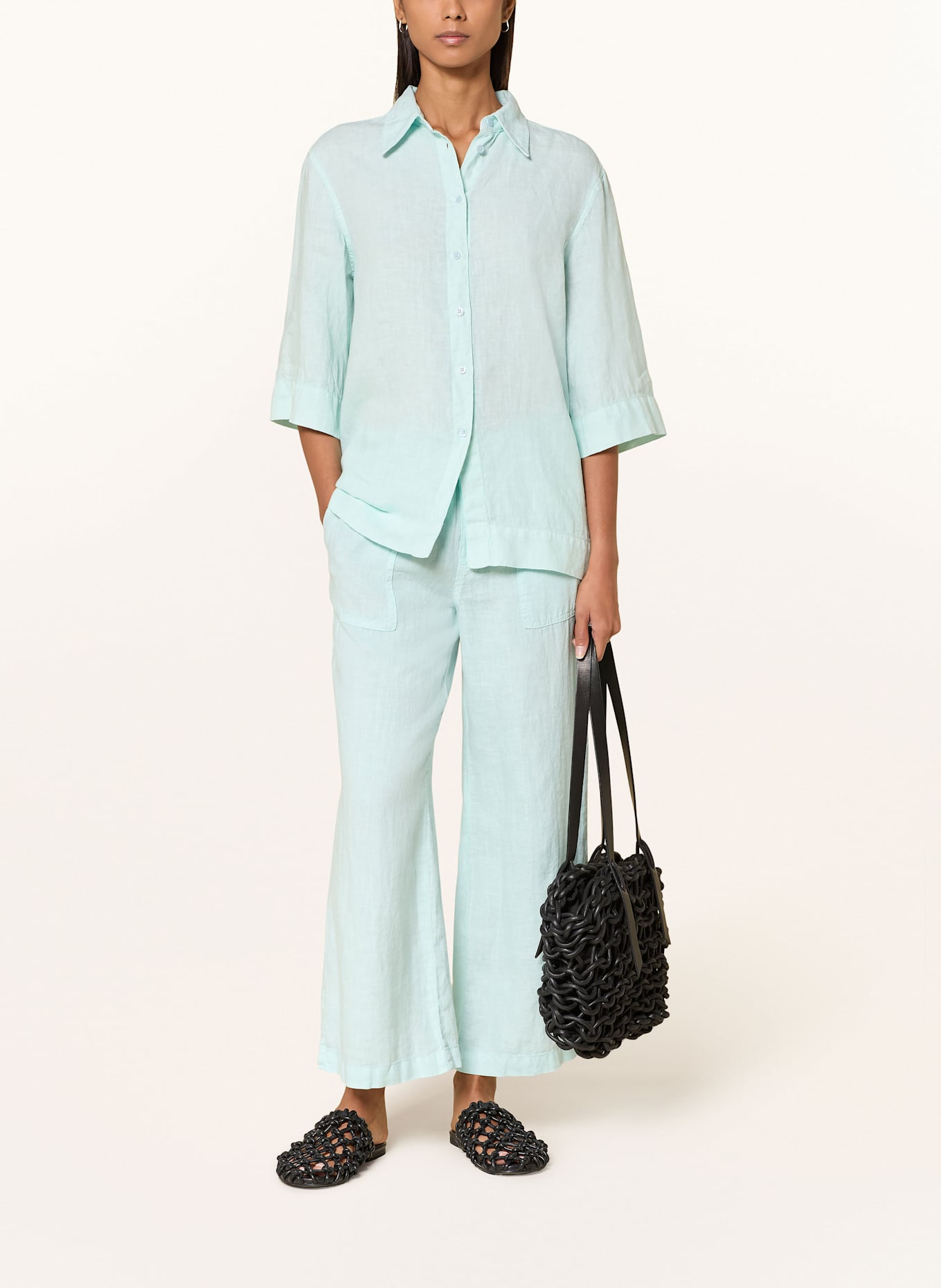 MARC AUREL Hemdbluse aus Leinen mit 3/4-Arm: TÜRKIS