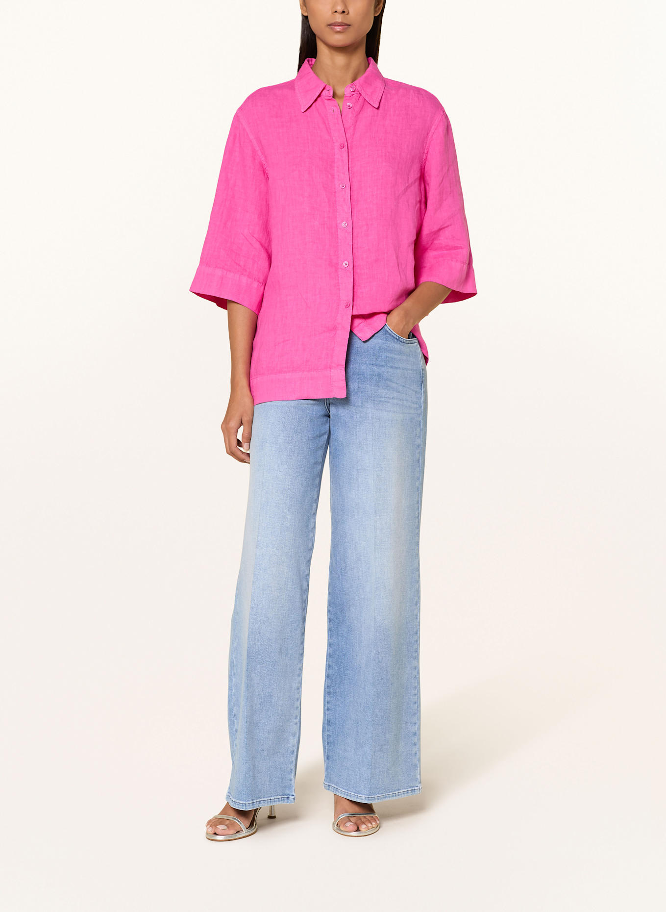 MARC AUREL Hemdbluse aus Leinen mit 3/4-Arm: PINK