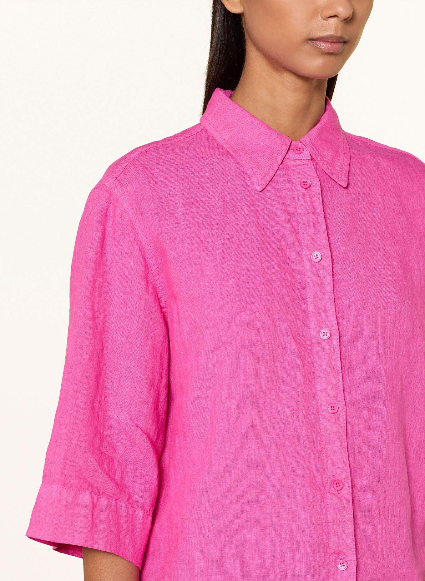 MARC AUREL Hemdbluse aus Leinen mit 3/4-Arm: PINK