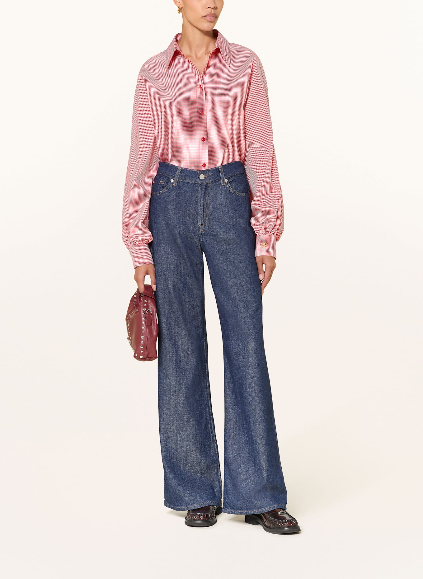 SoSUE Oversized-Hemdbluse ANTONINA: ROT / WEISS