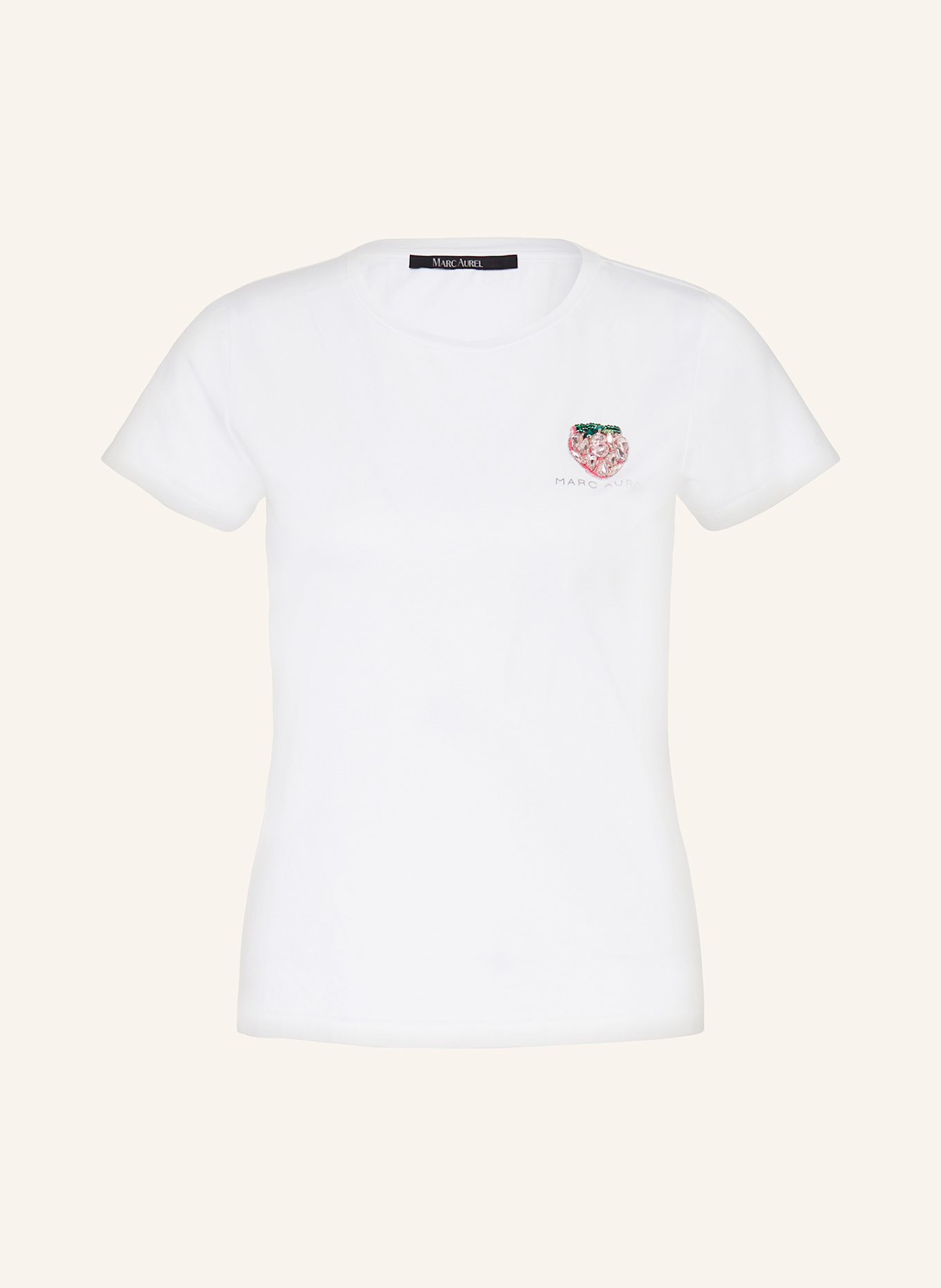 MARC AUREL T-shirt met sierstenen: WIT