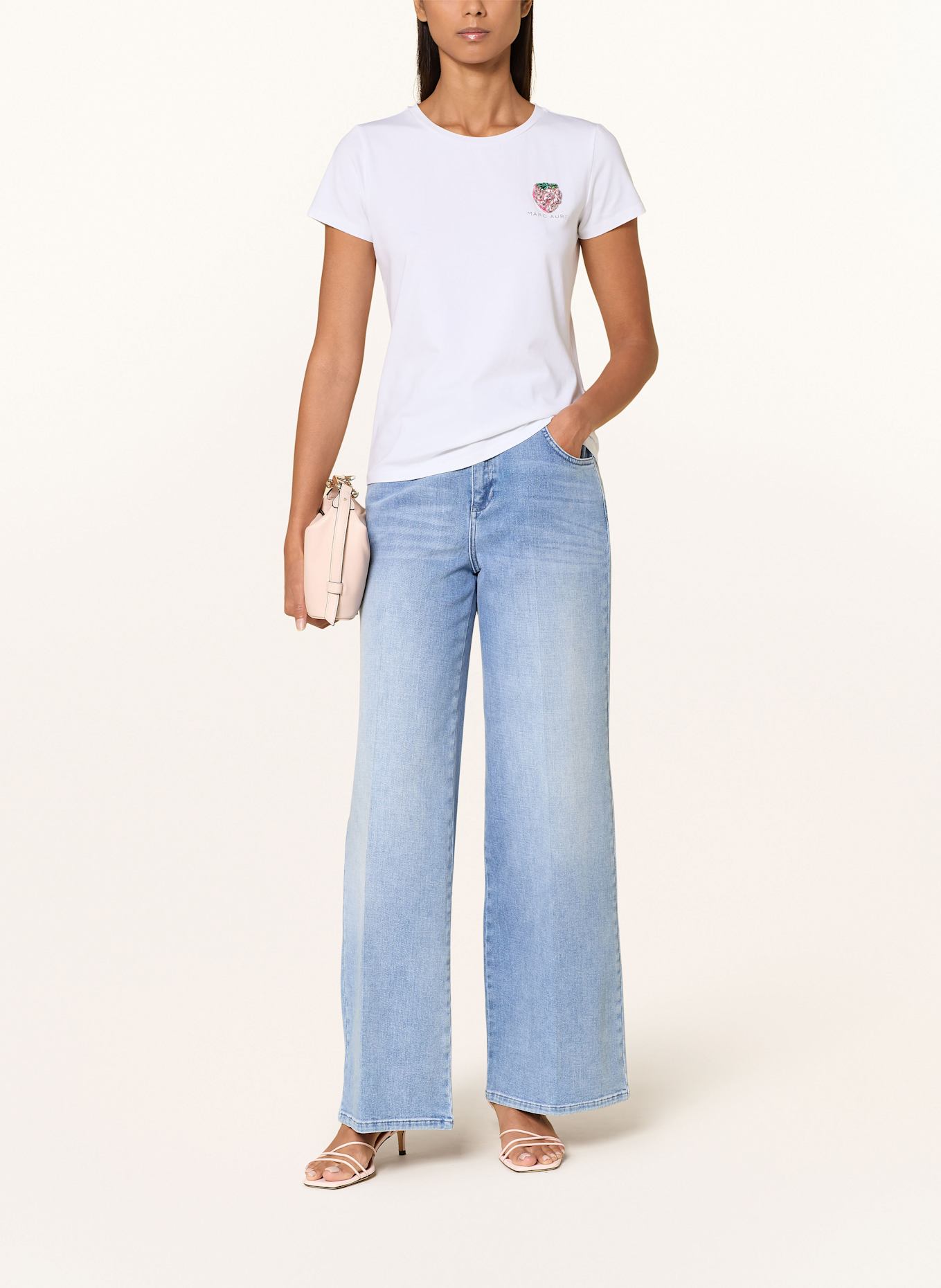 MARC AUREL T-shirt met sierstenen: WIT