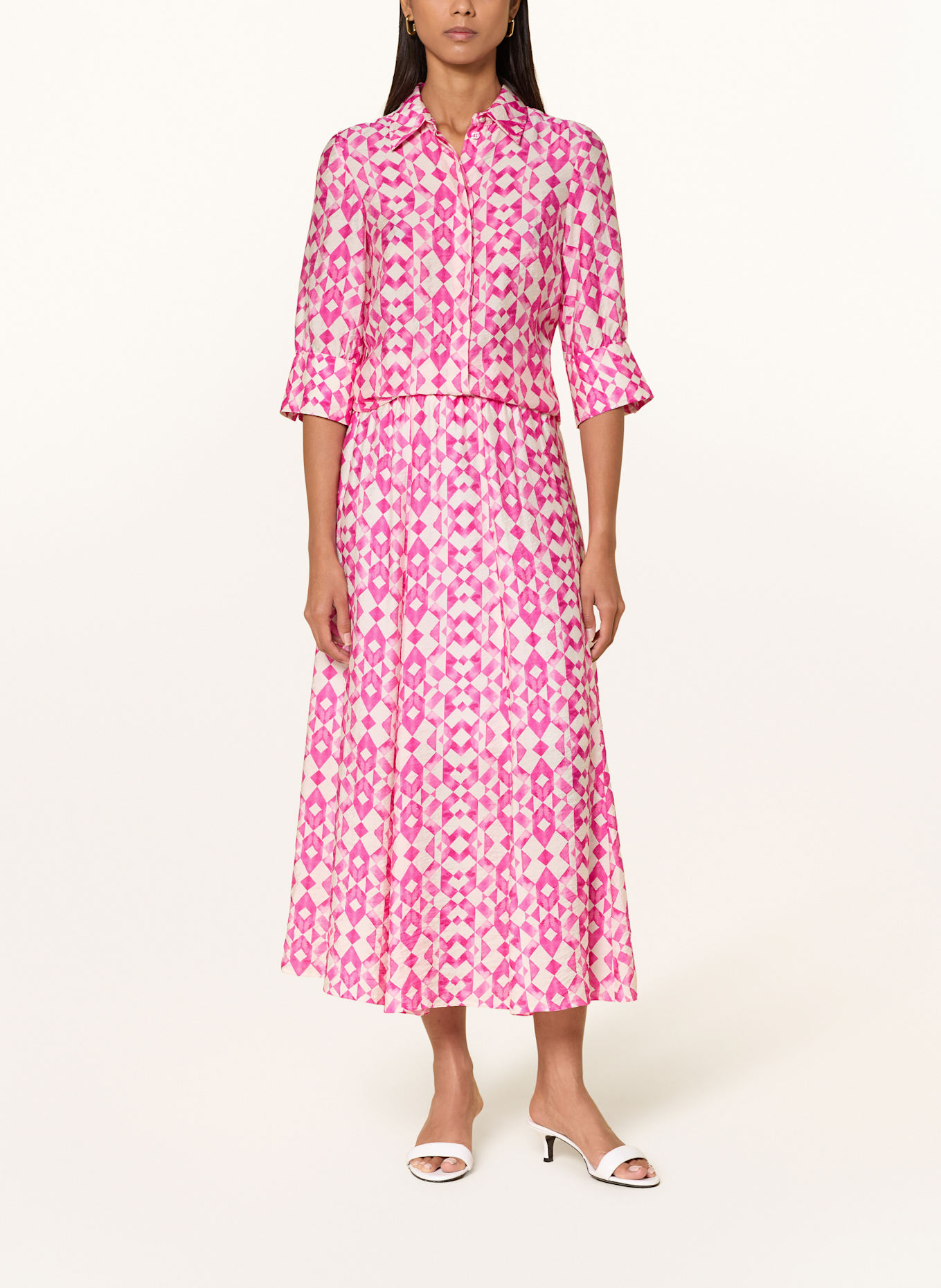 MARC AUREL Hemdbluse mit 3/4-Arm: PINK / WEISS