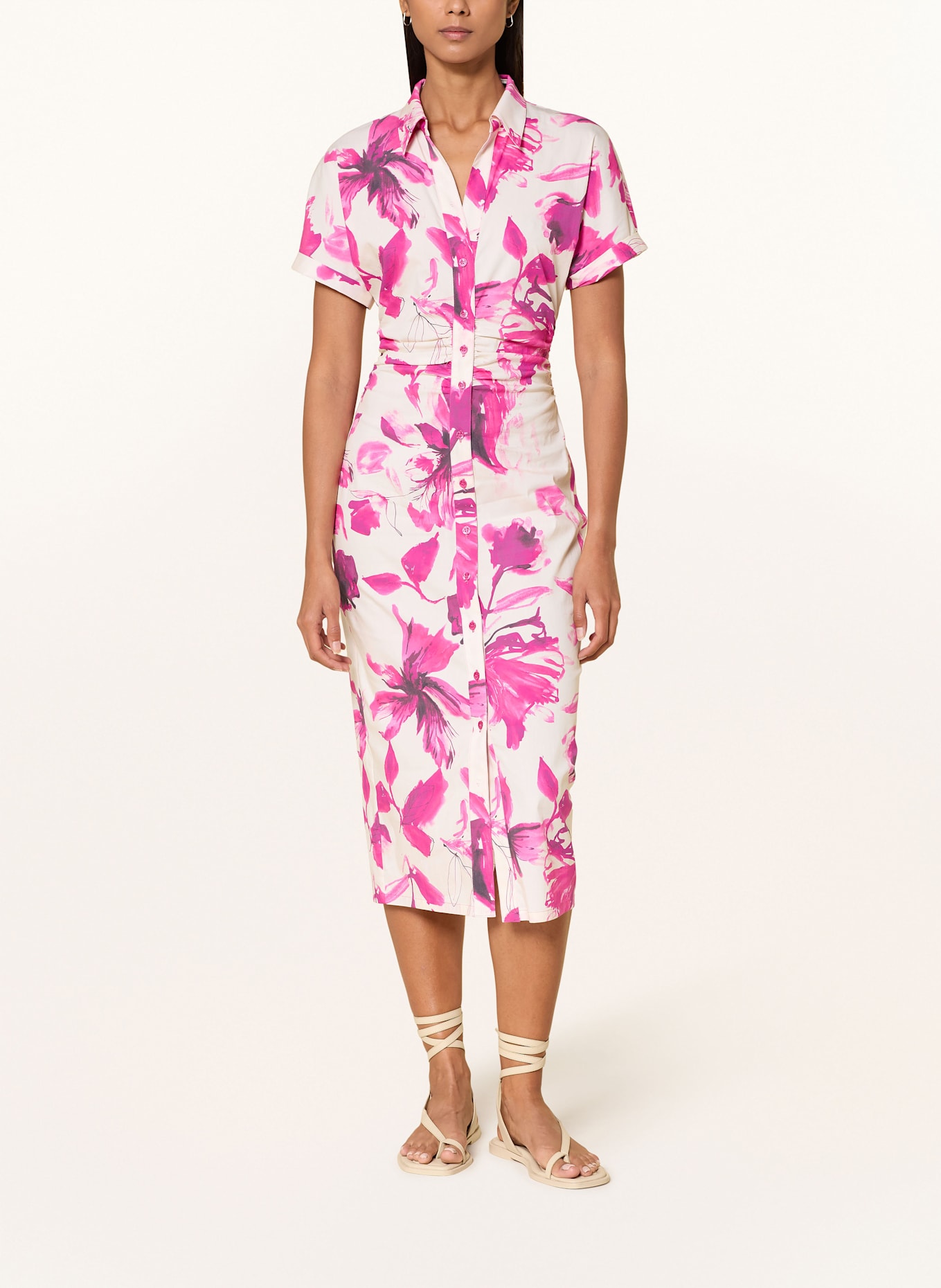 MARC AUREL Hemdblusenkleid: PINK / CREME