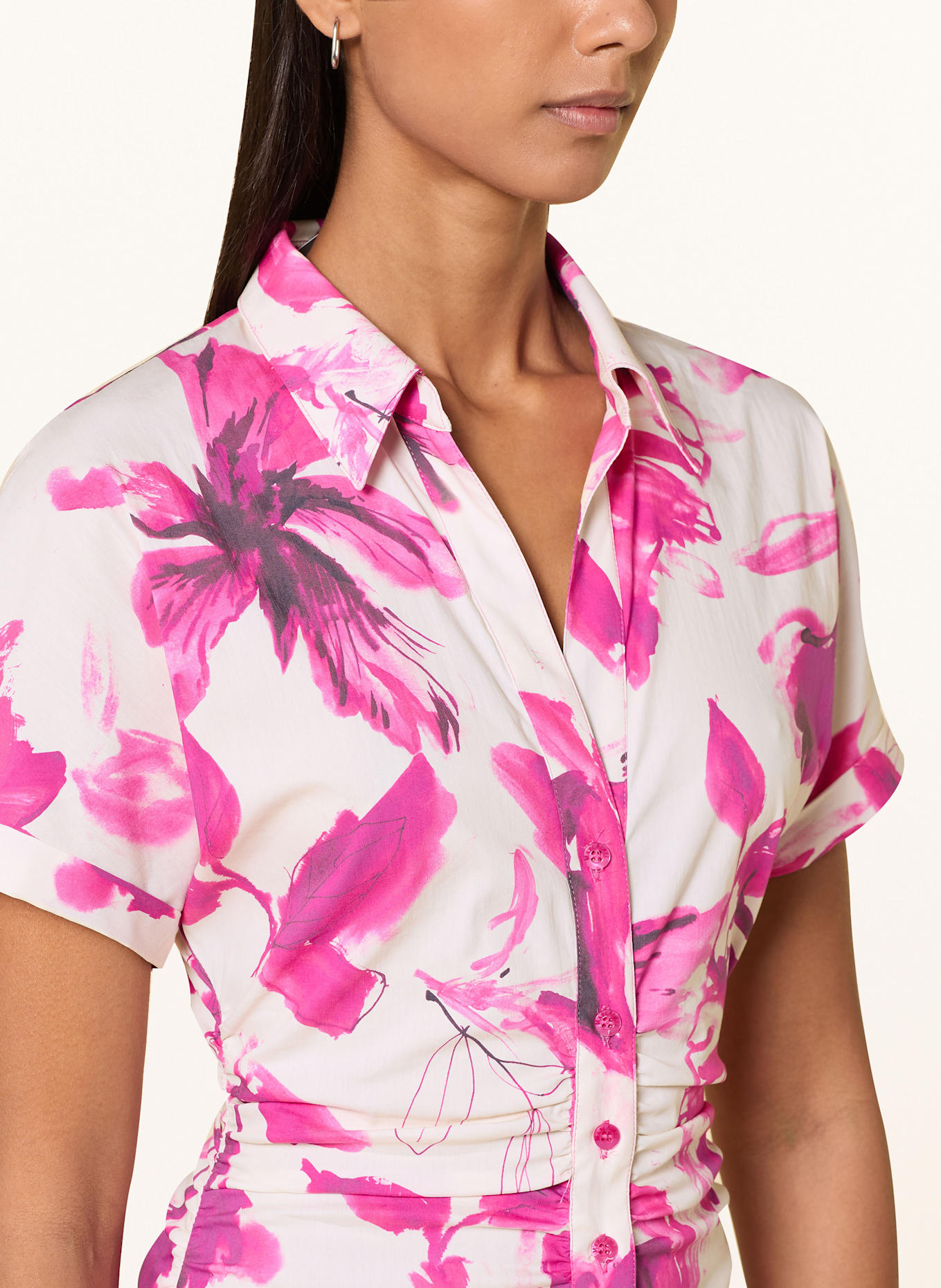 MARC AUREL Hemdblusenkleid: PINK / CREME