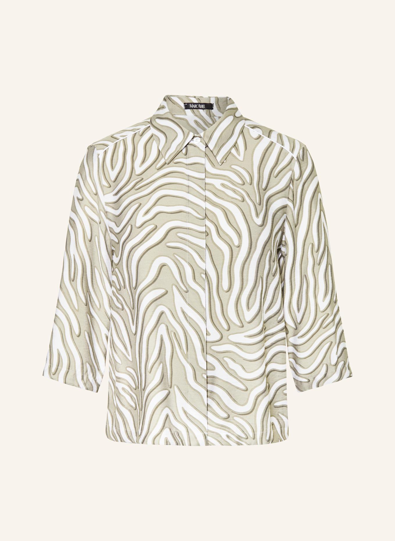 MARC AUREL Overhemdblouse met 3/4-mouwen: OLIJF / GROEN / WIT