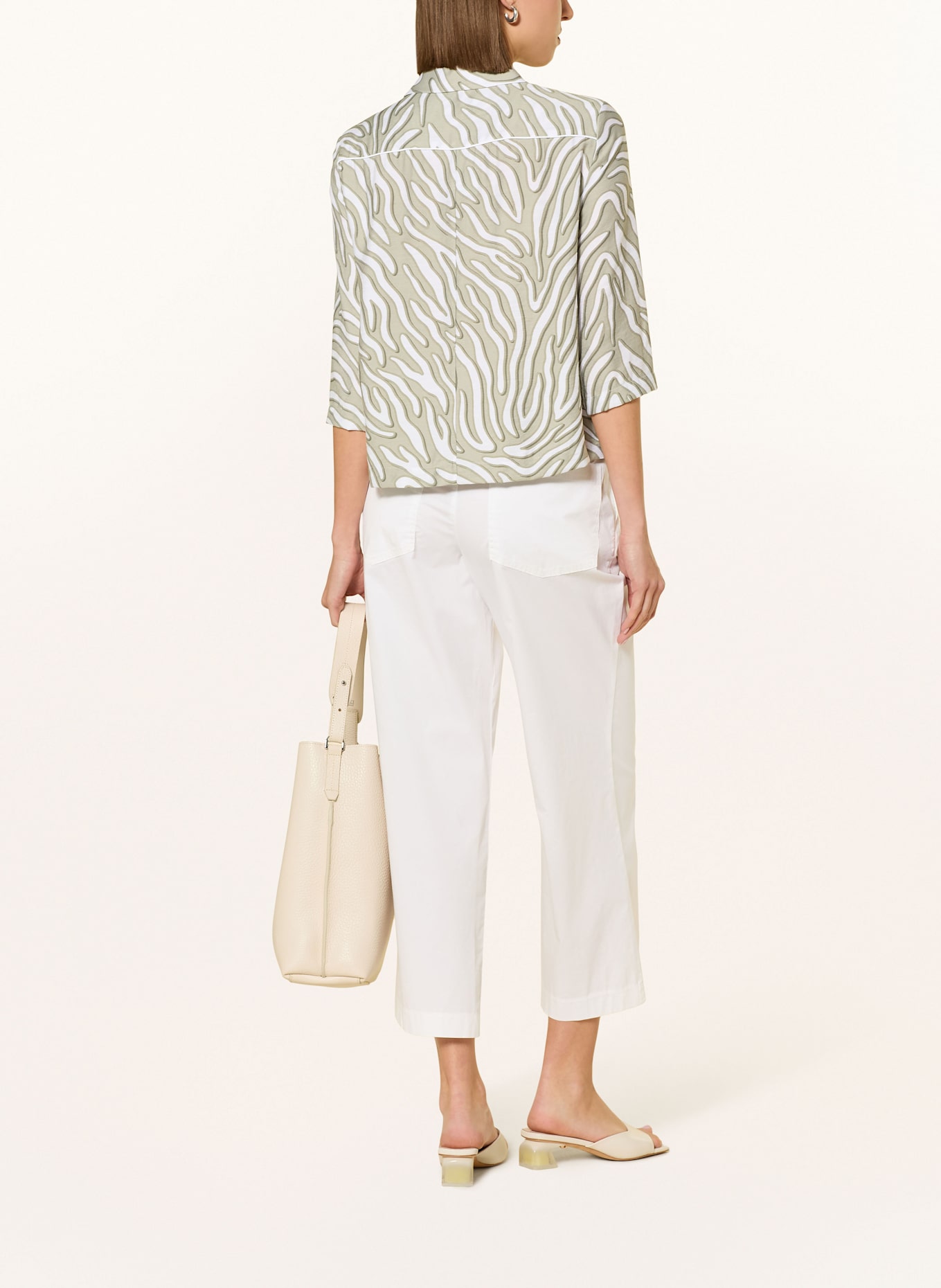 MARC AUREL Overhemdblouse met 3/4-mouwen: OLIJF / GROEN / WIT