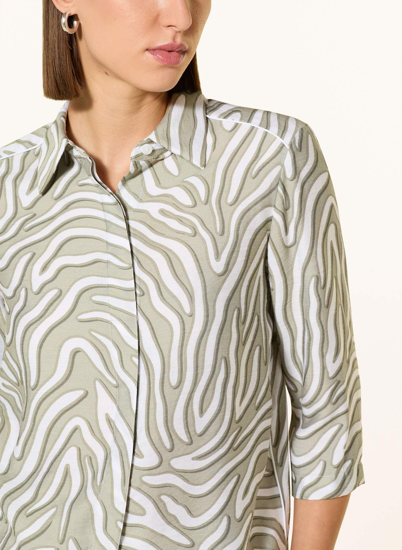 MARC AUREL Overhemdblouse met 3/4-mouwen: OLIJF / GROEN / WIT