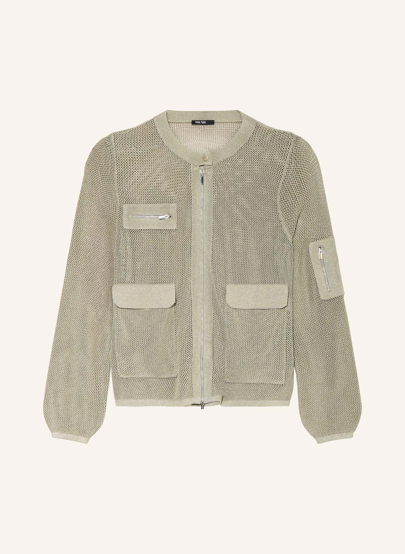 MARC AUREL Pletený kardigan s třpytivou přízí: OLIVOVÁ