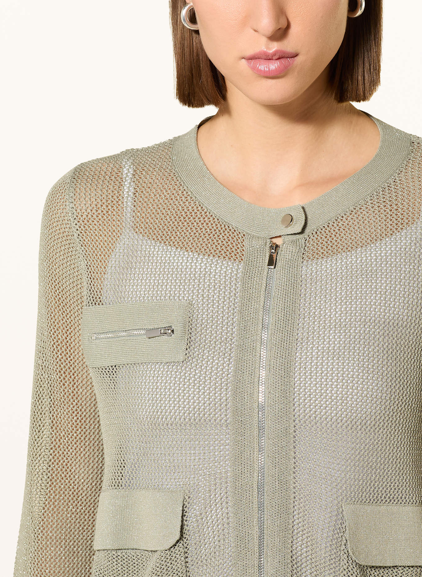 MARC AUREL Pletený kardigan s třpytivou přízí: OLIVOVÁ