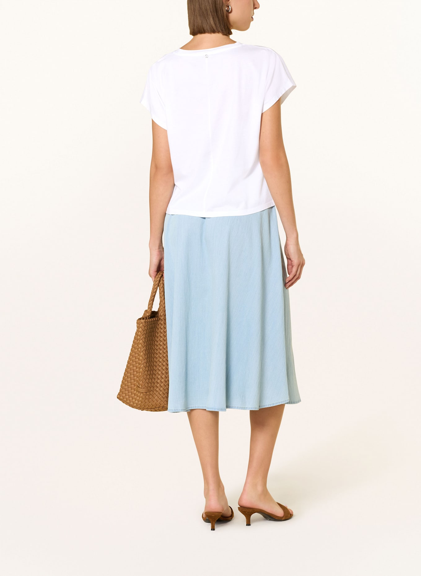 MARC AUREL T-Shirt mit Schmucksteinen: WEISS/ SCHWARZ/ DUNKELBRAUN