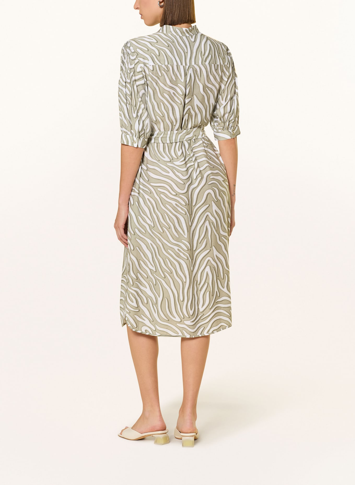 MARC AUREL Overhemdjurk met 3/4-mouwen: OLIJF / GROEN / WIT