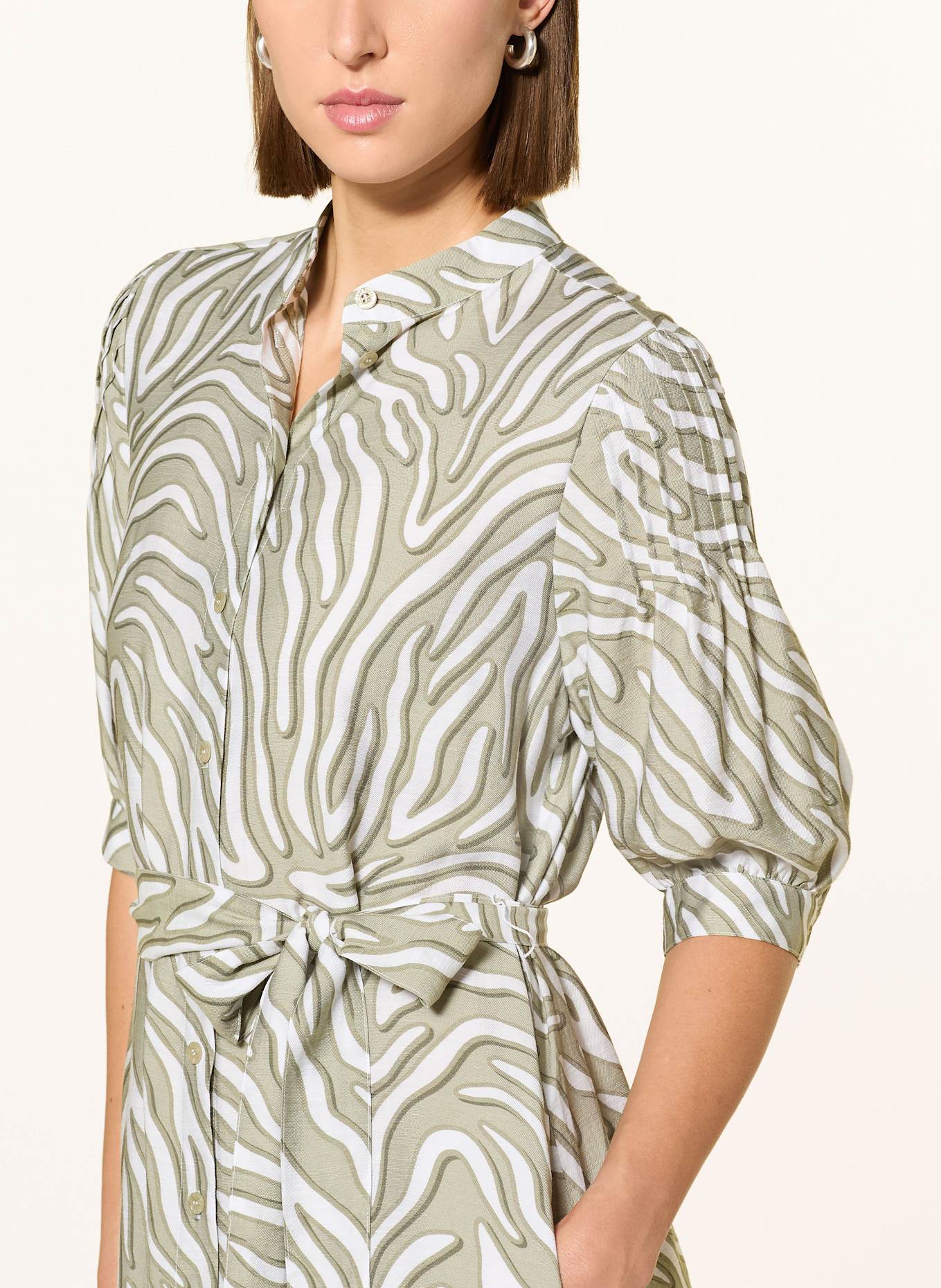 MARC AUREL Overhemdjurk met 3/4-mouwen: OLIJF / GROEN / WIT