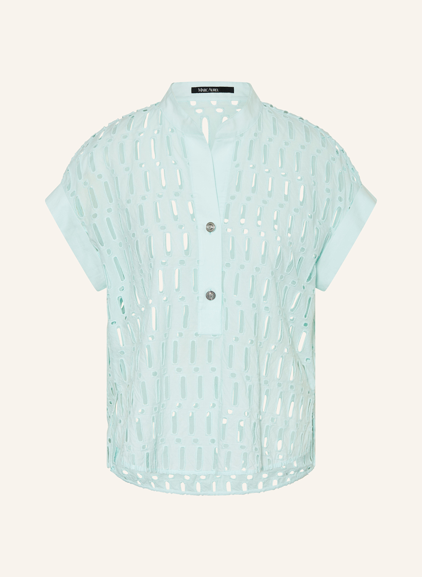 MARC AUREL Blouse van opengewerkte kant: TURQUOISE
