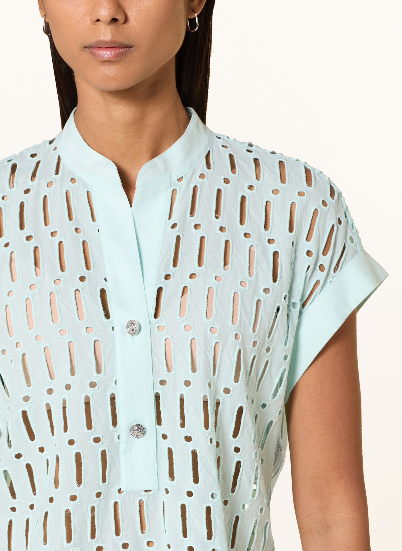 MARC AUREL Blouse van opengewerkte kant: TURQUOISE