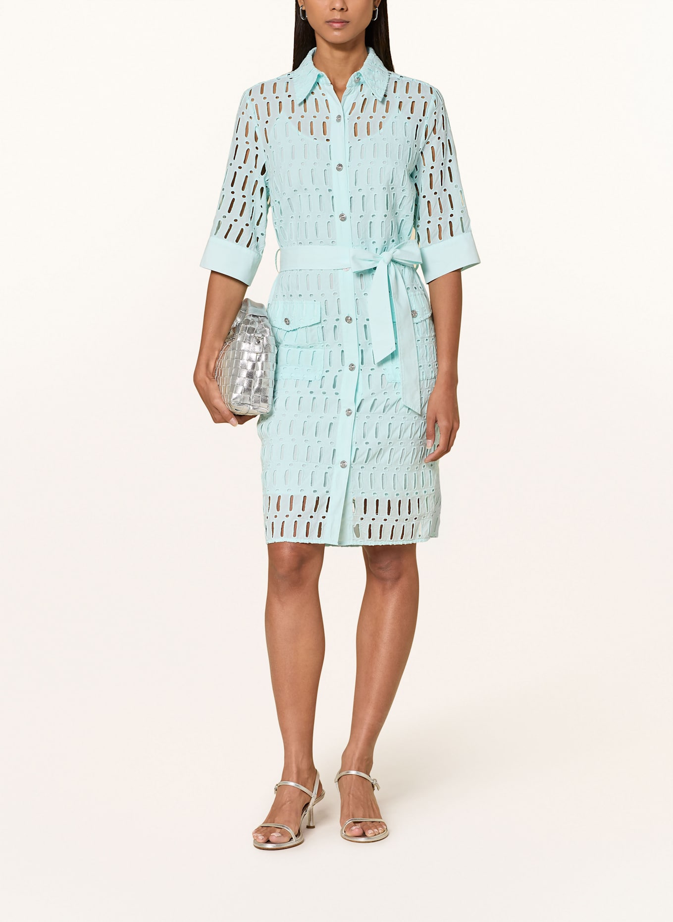 MARC AUREL Overhemdjurk van opengewerkte kant: TURQUOISE