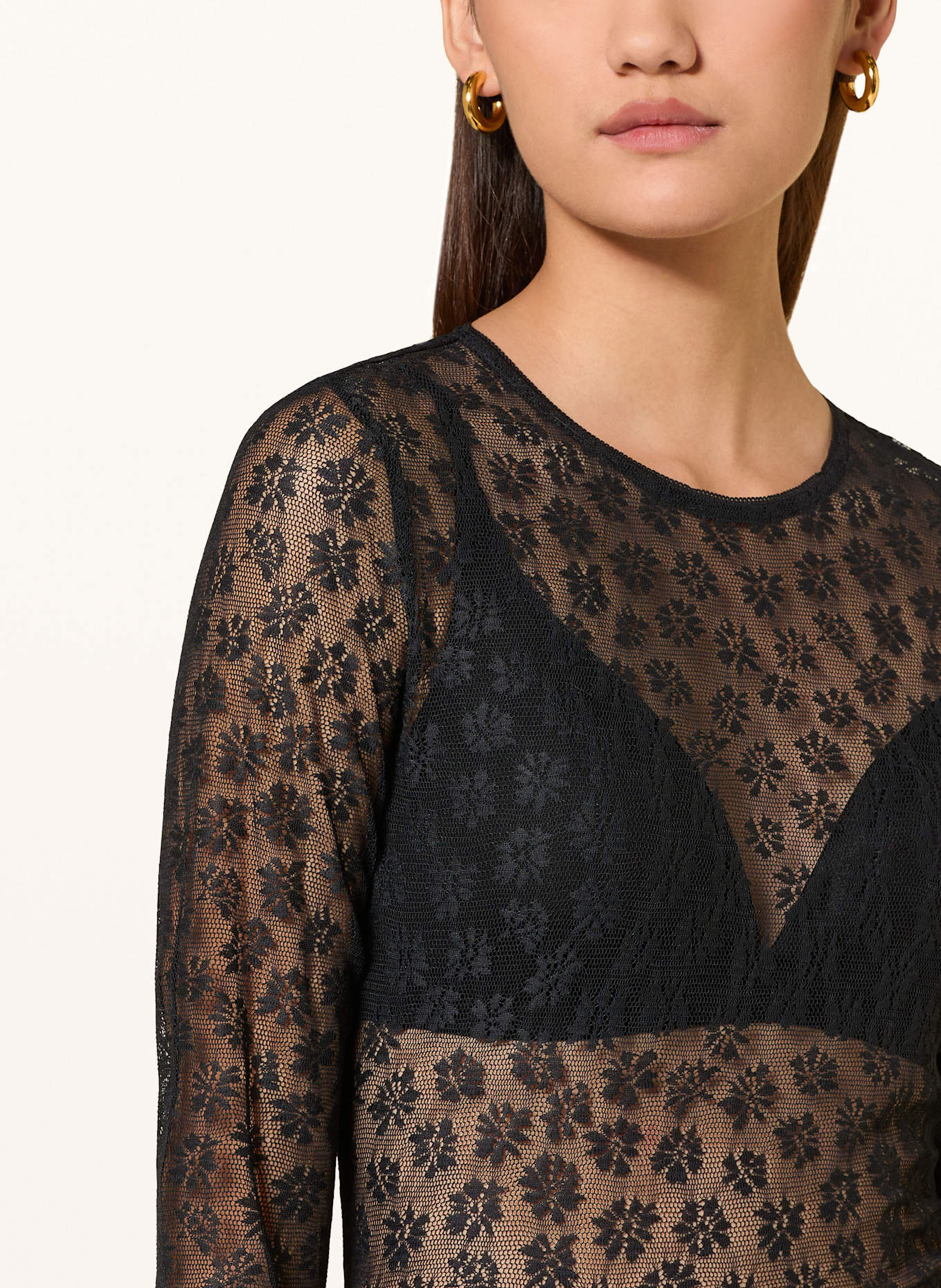 CLAUDIE PIERLOT Longsleeve aus Mesh: SCHWARZ