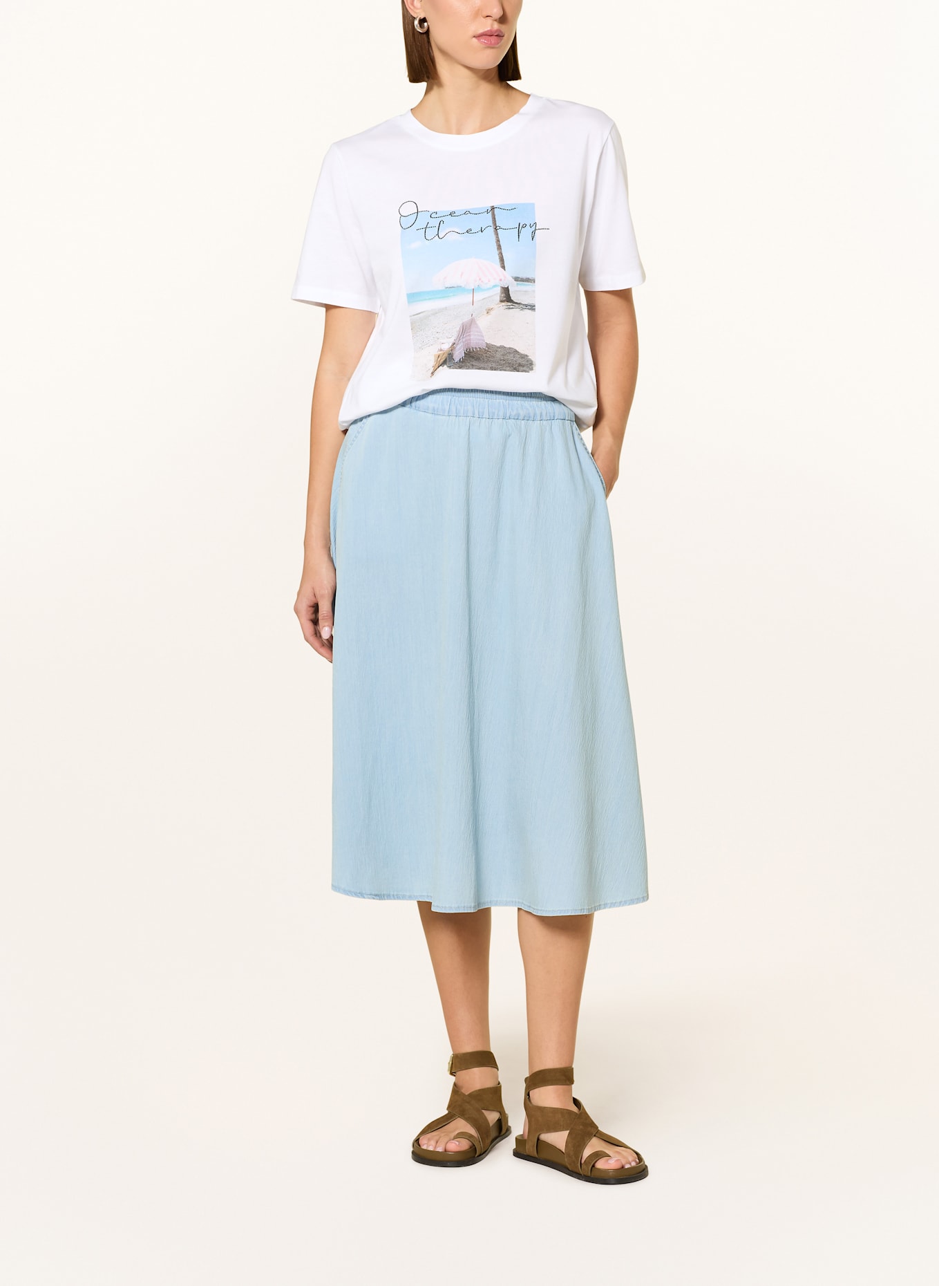 MARC AUREL T-Shirt: WEISS / HELLBLAU / HELLBRAUN