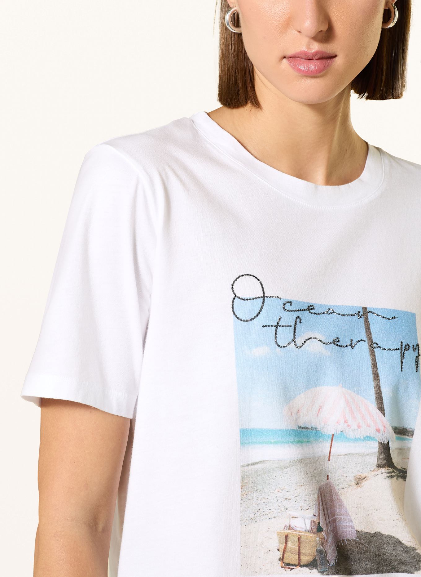 MARC AUREL T-Shirt: WEISS / HELLBLAU / HELLBRAUN